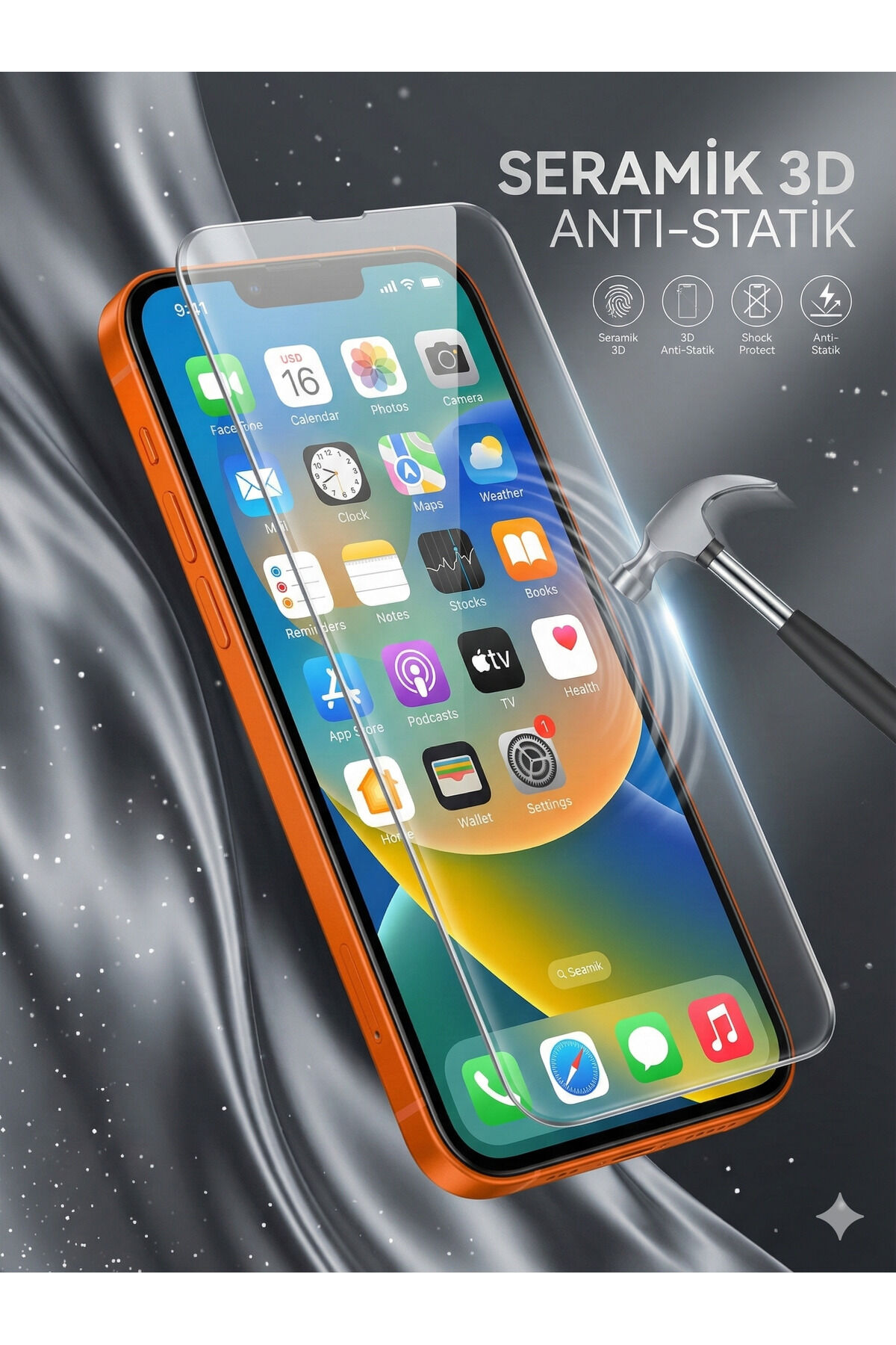 İPhone 17 Pro Ekran Koruyucu Seramik 9H Maksimum Darbe ve Çizilme Koruması