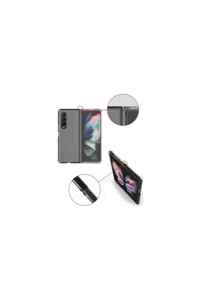 Samsung Galaxy Z Fold 3 Uyumlu Kılıf Darbe Emici Anti Shock Arka Kapak Şeffaf