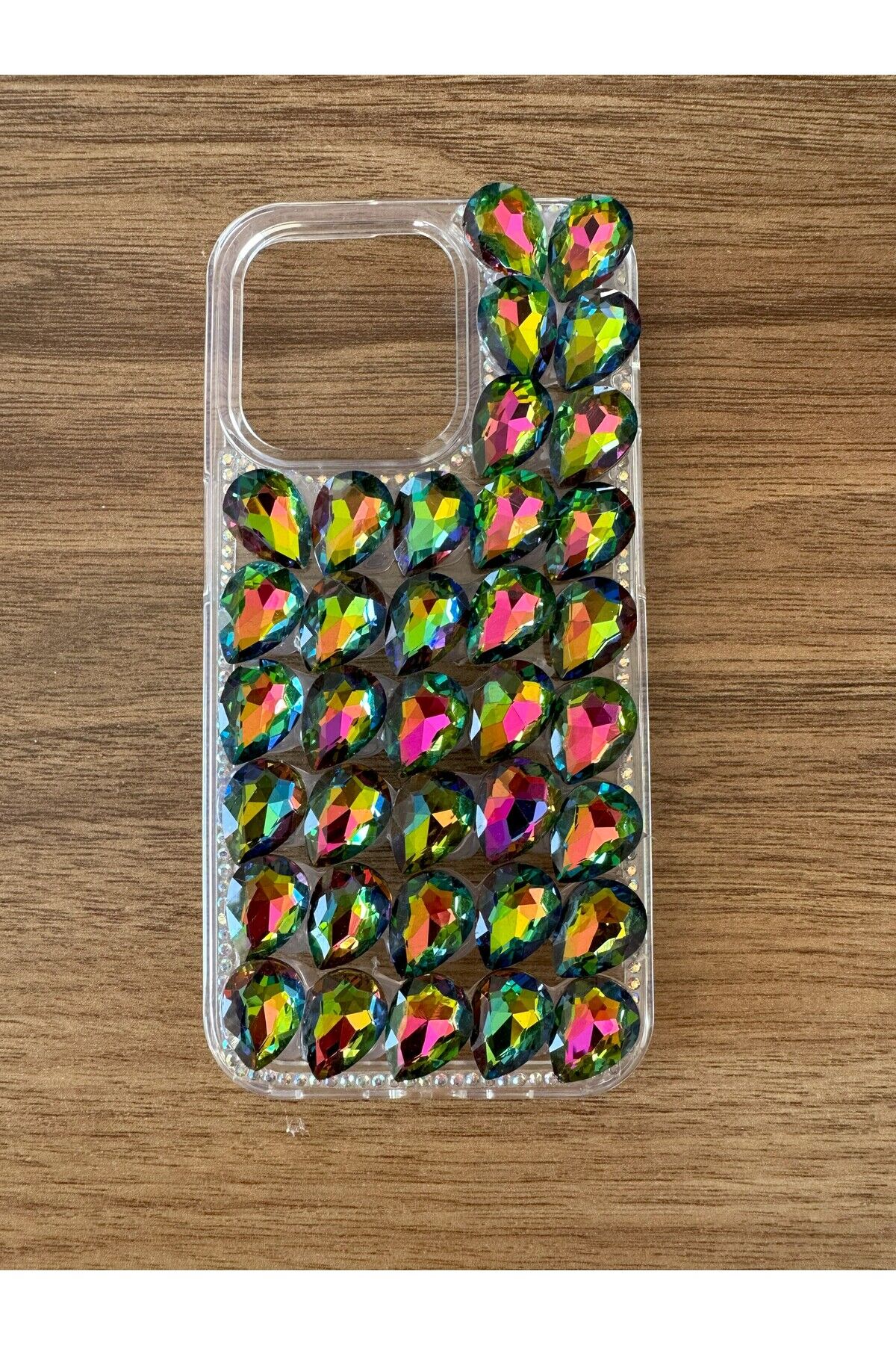 İphone 11 Uyumlu Kristal Taşlı Slikon Kılıf (Handmade) Yeşil