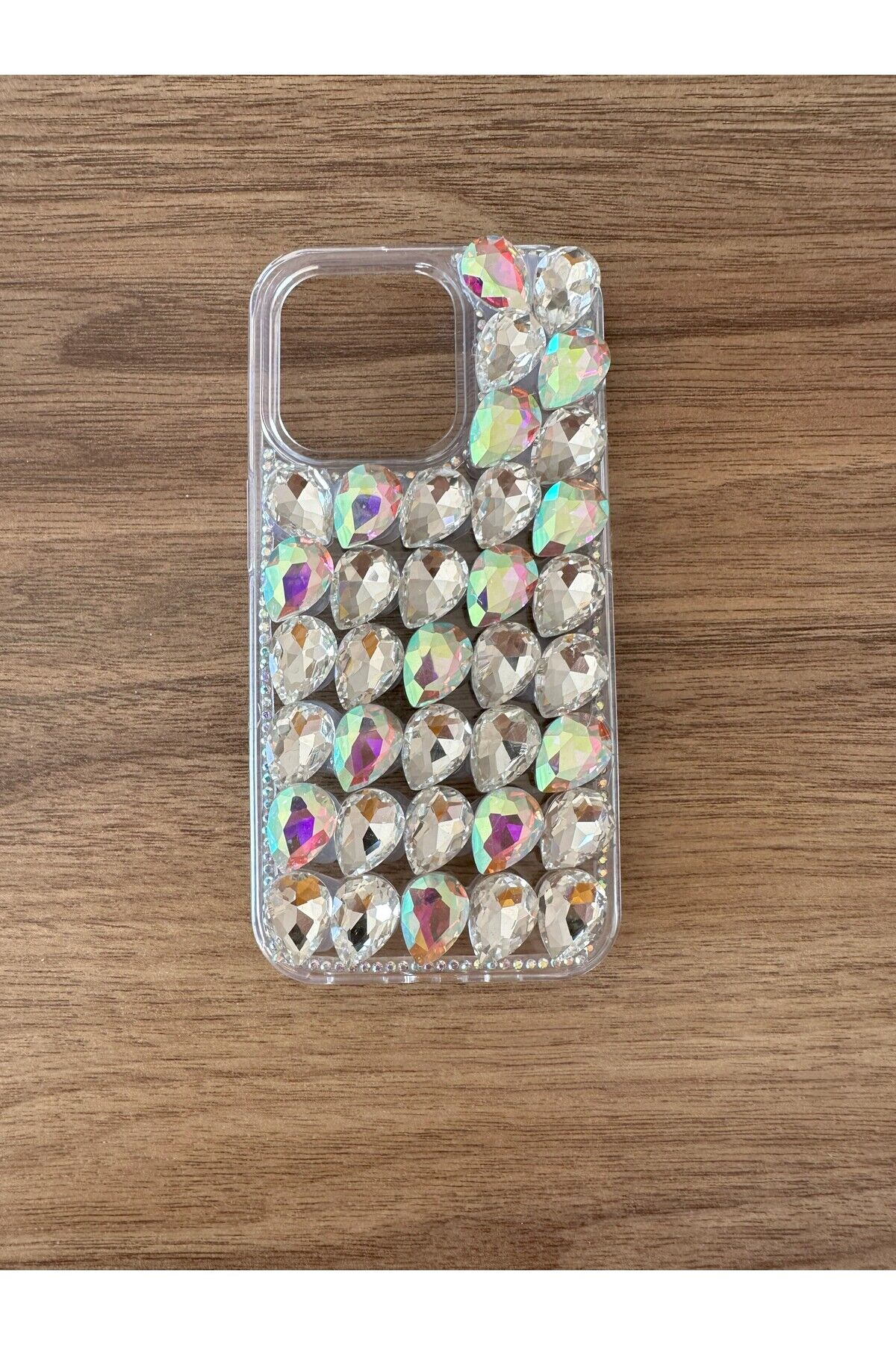 İphone 13 Pro Uyumlu Kristal Taşlı Slikon Kılıf (Handmade) Janjan