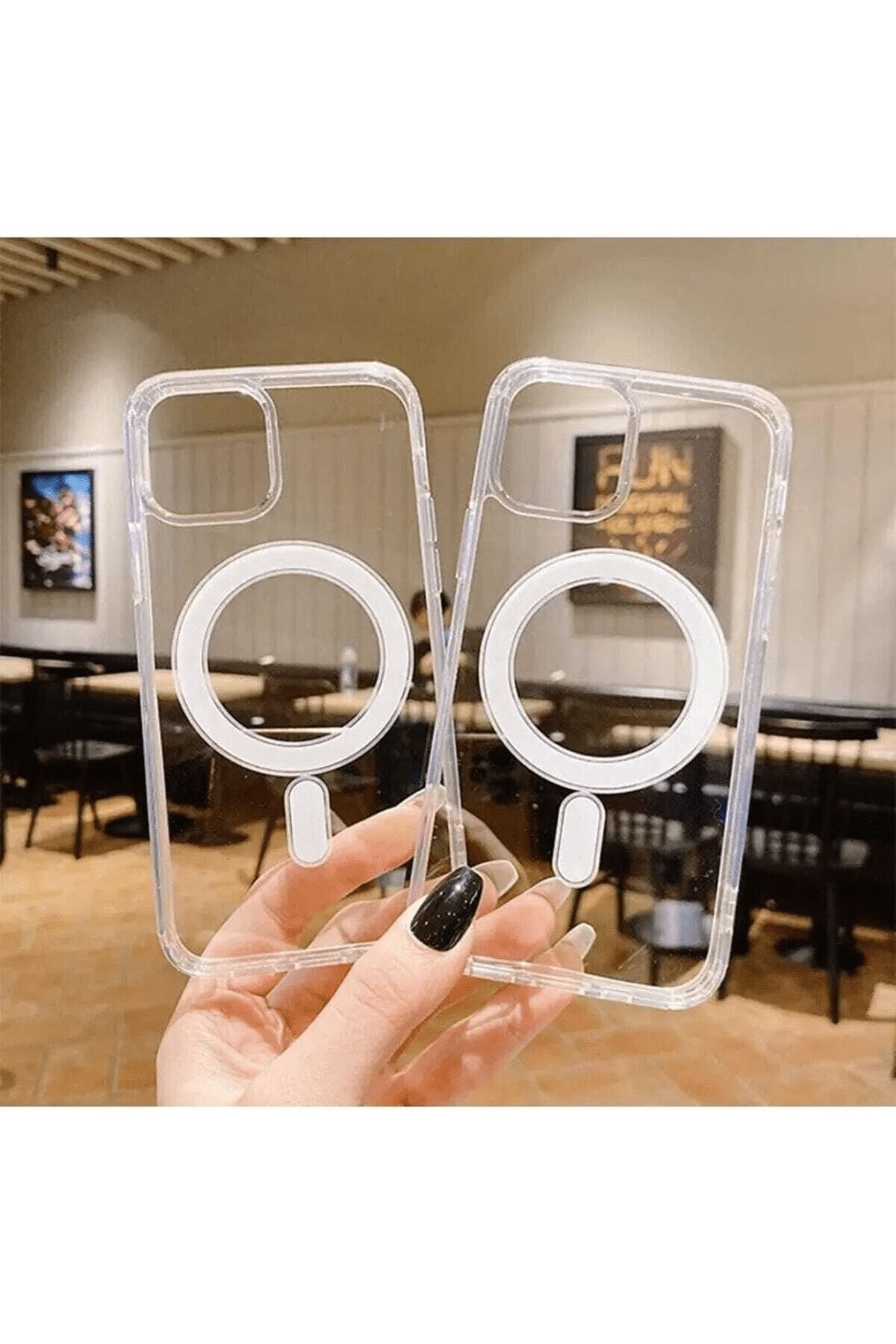 Iphone 14 Pro Kılıf Magsafe Wireless Şarj Destekli Şeffaf Kapak Magnetic Crystal Casekilifmagsafe Şeffaf