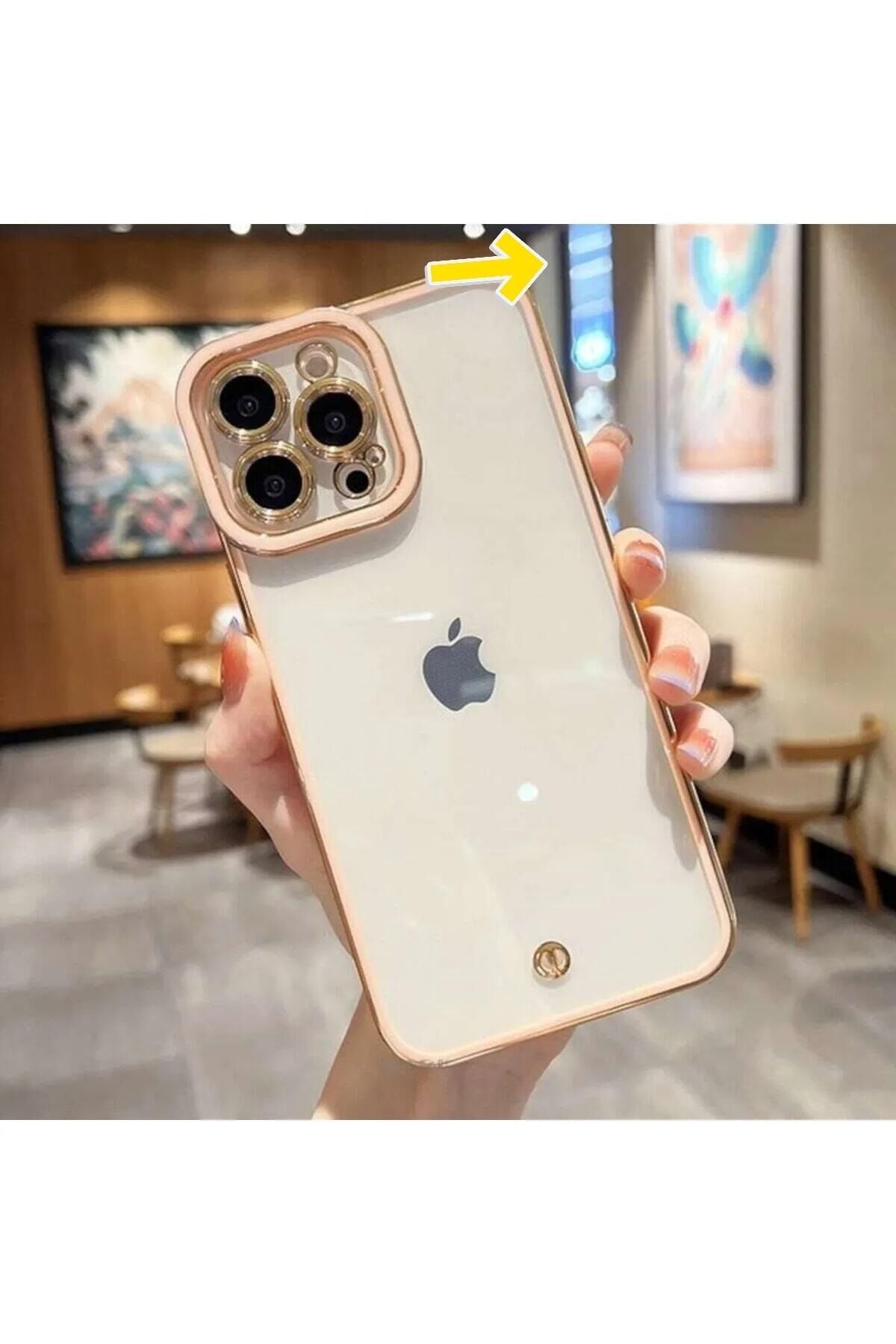 Iphone 14 Pro Max Uyumlu Kılıf Kamera Lens Çıkıntılı Korumalı Parlak Şeffaf Silikon