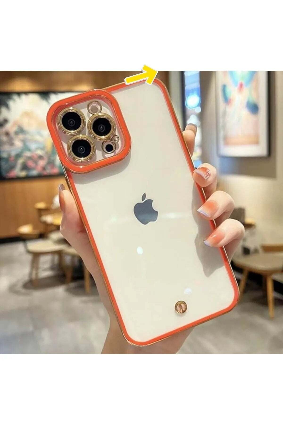 Iphone 14 Pro Uyumlu Kılıf Kamera Lens Çıkıntılı Korumalı Parlak Şeffaf Silikon