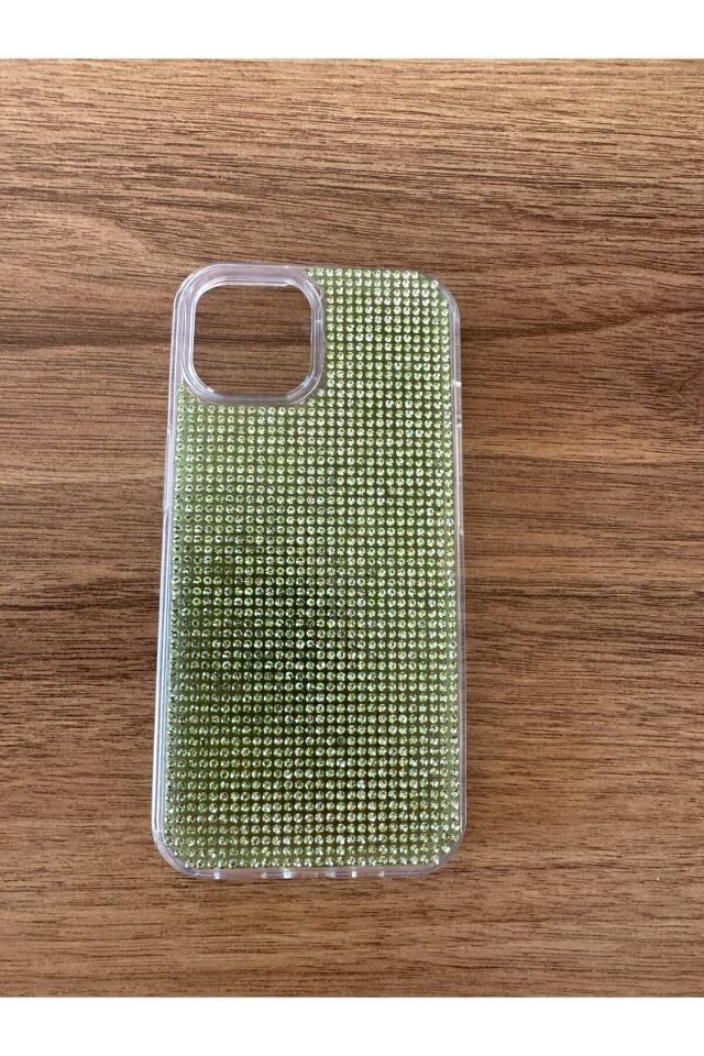 İphone 15 Uyumlu Diadmond Taşlı Slikon Kılıf (Handmade) Yeşil