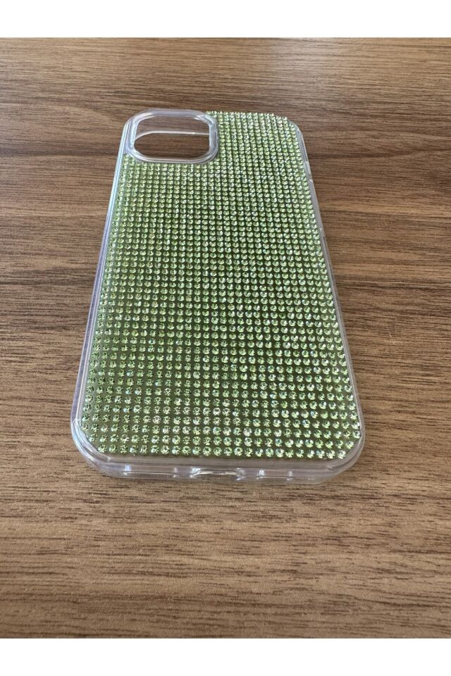 İphone 15 Uyumlu Diadmond Taşlı Slikon Kılıf (Handmade) Yeşil