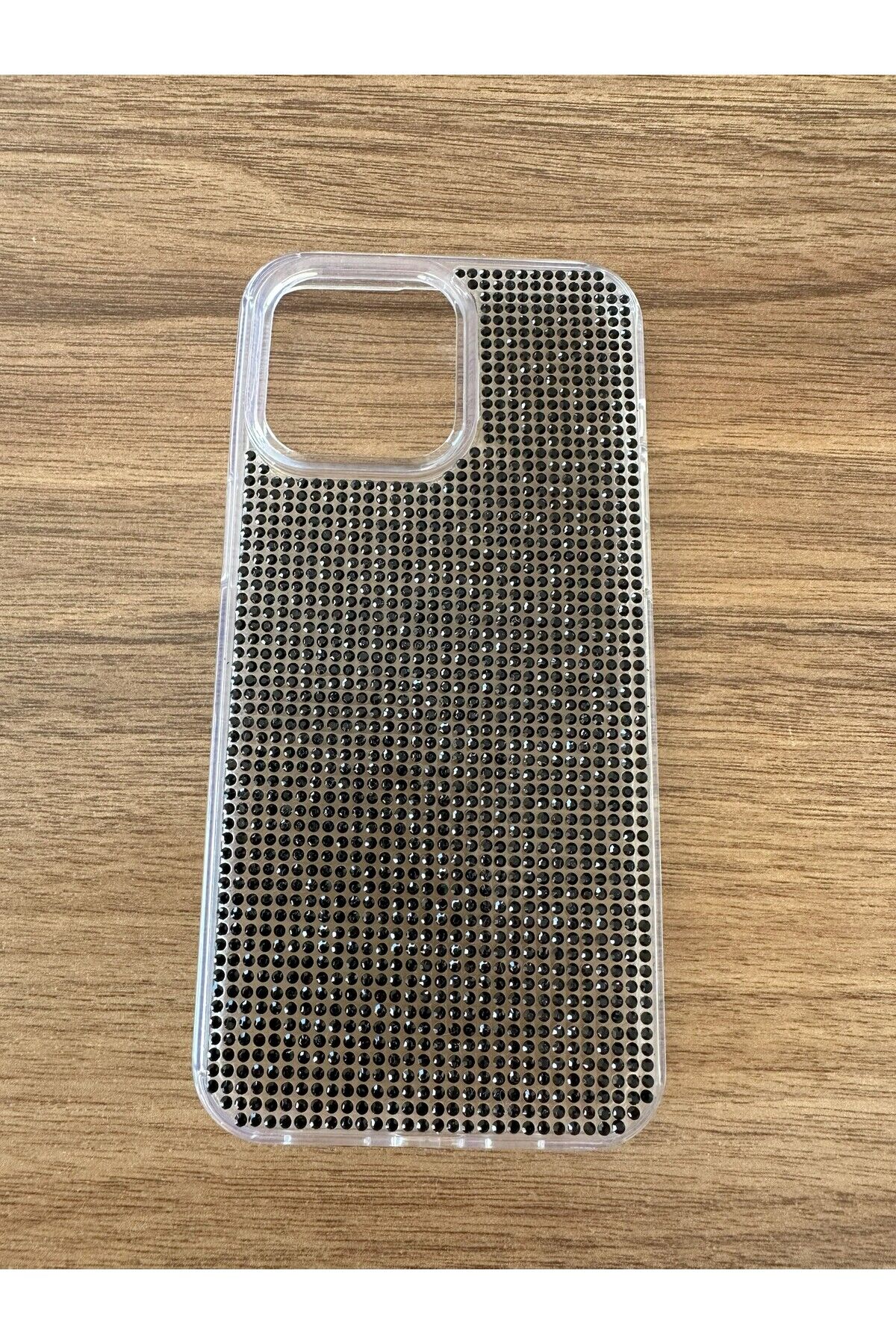 İphone 15 Pro Uyumlu Diadmond Taşlı Slikon Kılıf (Handmade) Siyah