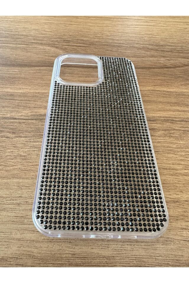 İphone 15 Pro Uyumlu Diadmond Taşlı Slikon Kılıf (Handmade) Siyah