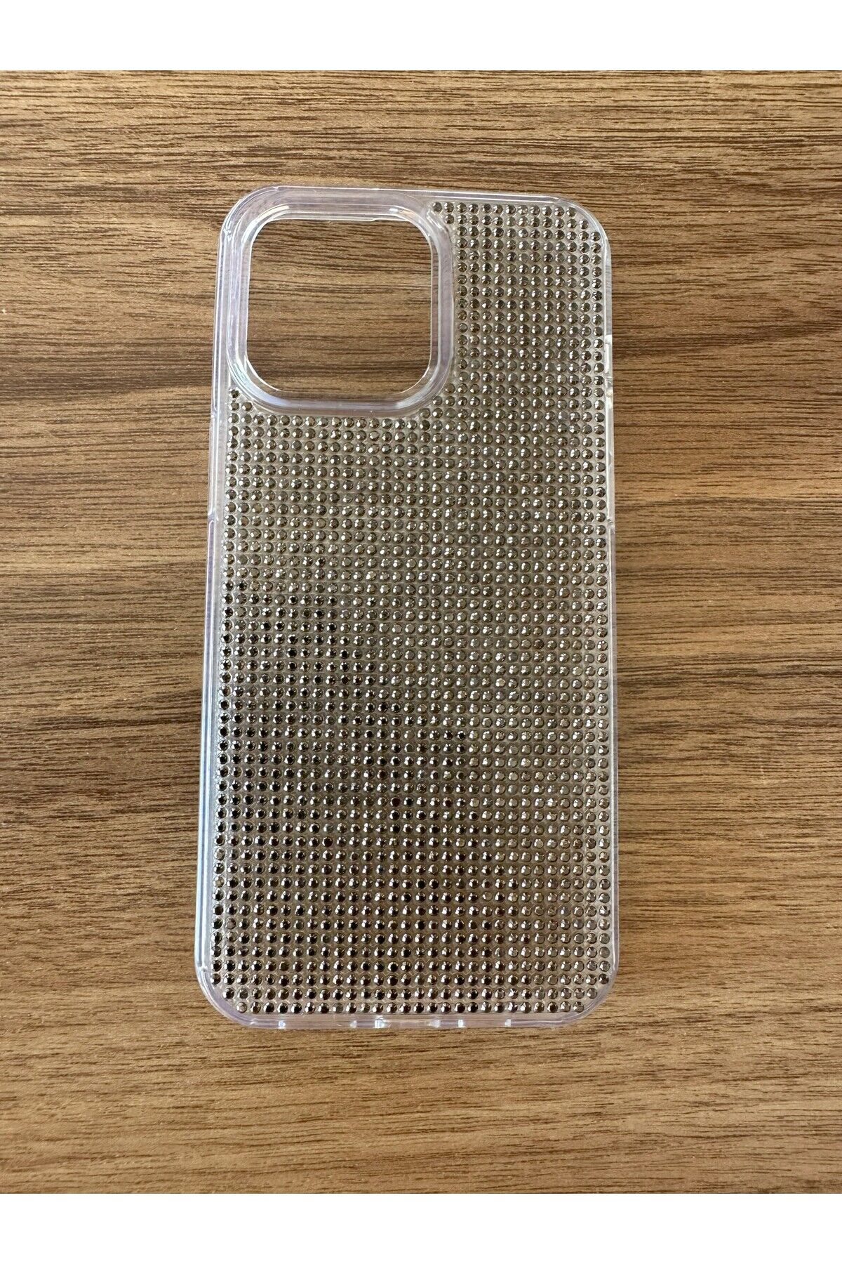 İphone 15 Promax Uyumlu Diadmond Taşlı Slikon Kılıf (Handmade) Gri