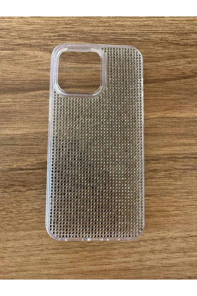 İphone 15 Promax Uyumlu Diadmond Taşlı Slikon Kılıf (Handmade) Gri