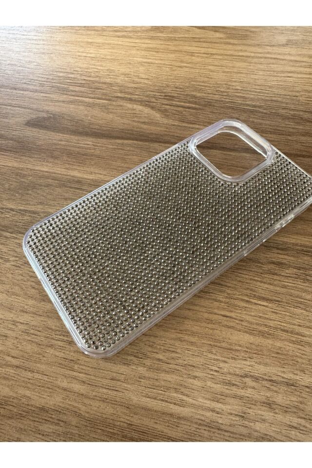 İphone 15 Promax Uyumlu Diadmond Taşlı Slikon Kılıf (Handmade) Gri