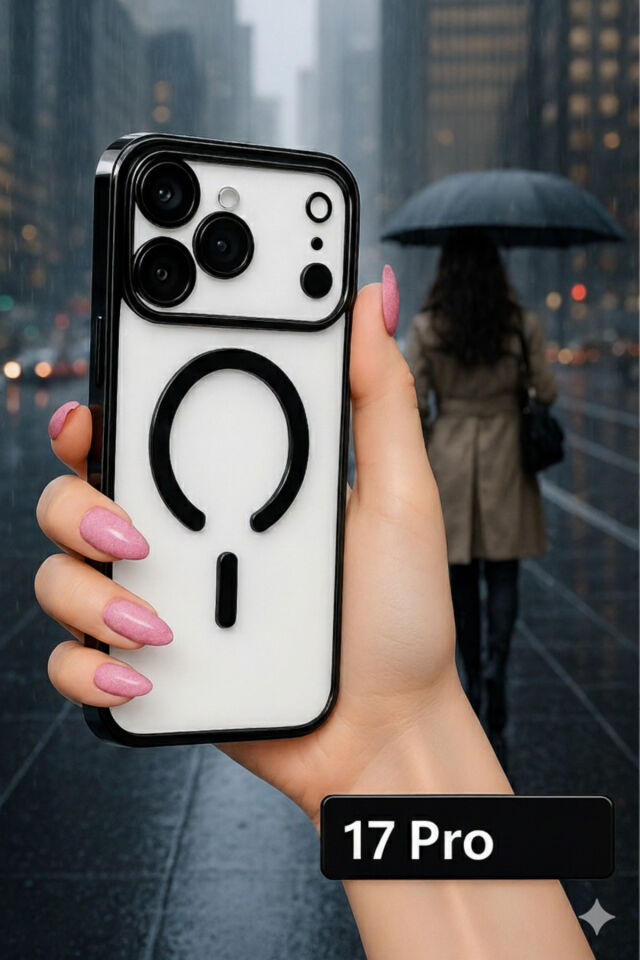 iPhone 17 Pro Manyetik Şeffaf Kılıf | MagSafe Uyumlu İnce Tasarım Soft Kapak Ekru