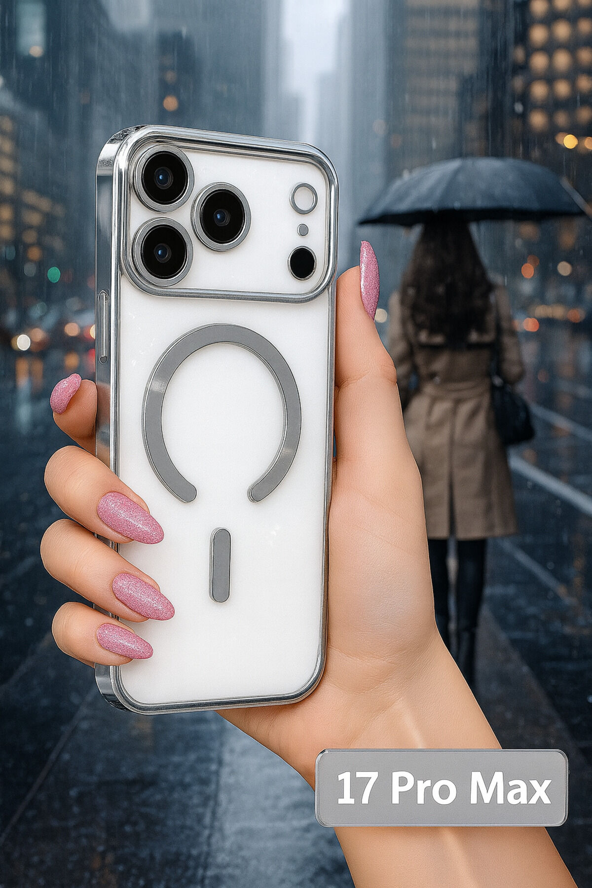 iPhone 17 Pro Max Şeffaf Kılıf Uyumlu İnce Tasarım Soft Kapak Gri
