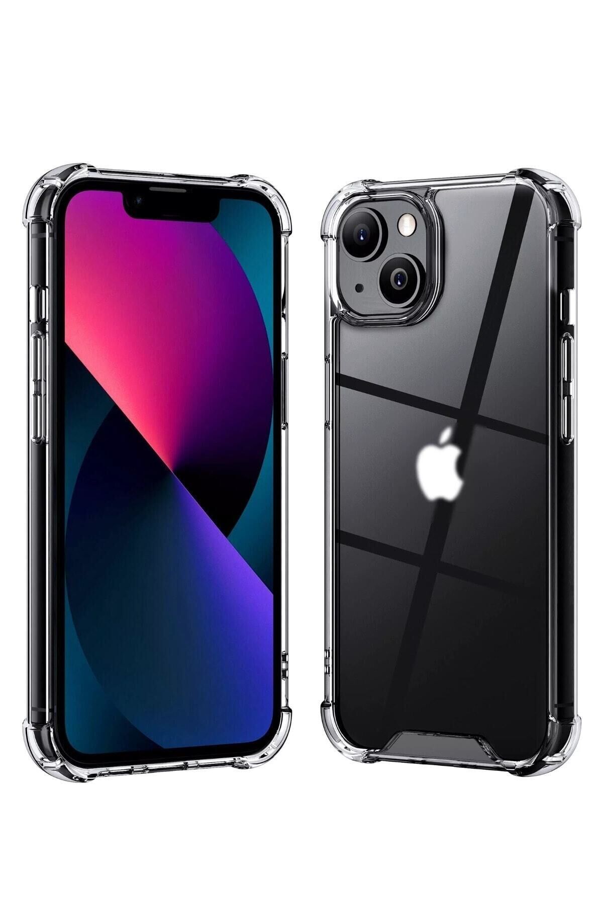 Iphone 13 Uyumlu Şeffaf Kılıf Airbag Antishock Köşeli Darbe Emici Şeffaf Kılıf Şeffaf