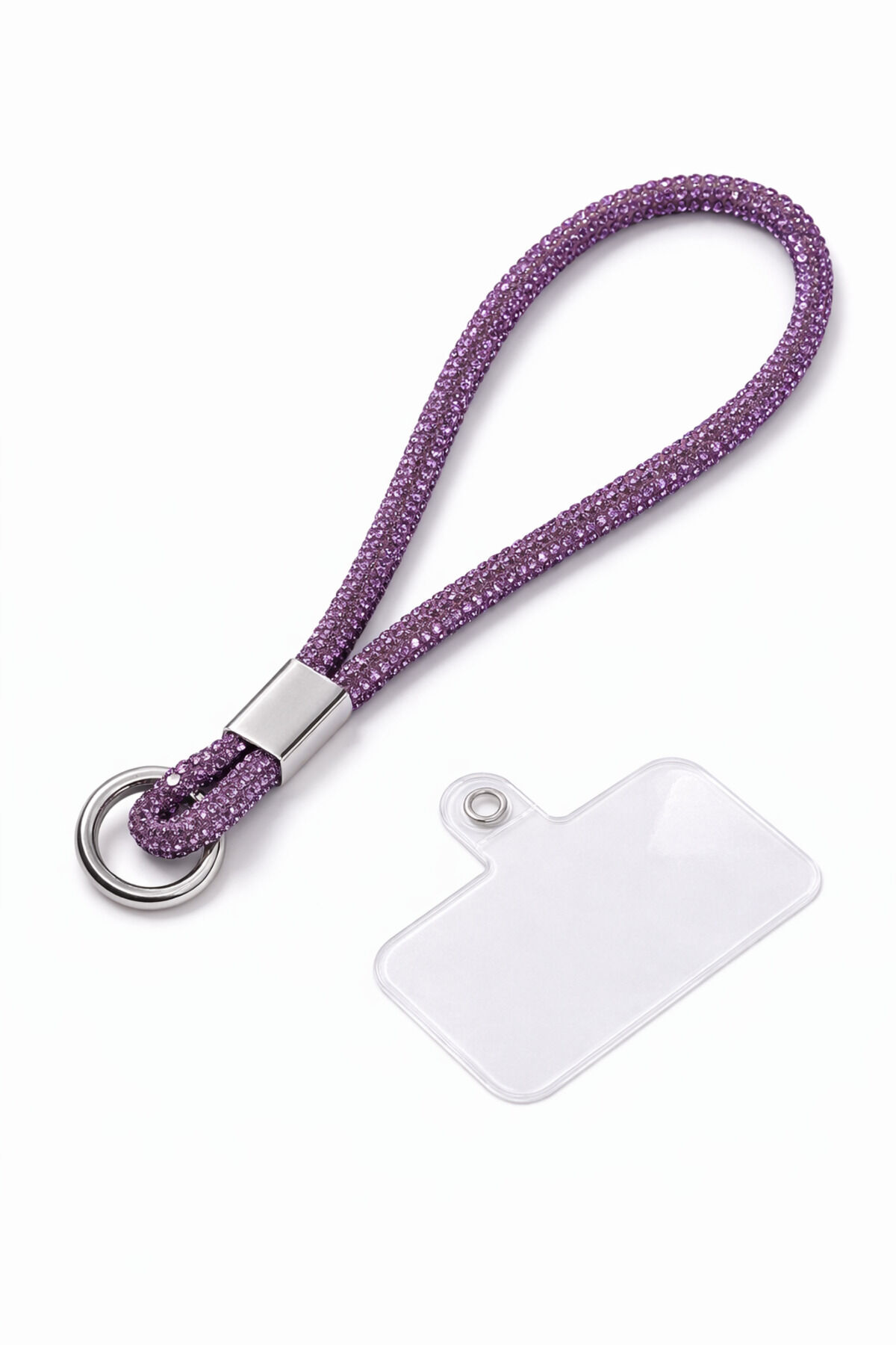 Taşlı Telefon Askısı Parlak Lüx Işıltılı Charm El İçin Küçük Bilek Strap Aparatlı Kullanım Mor