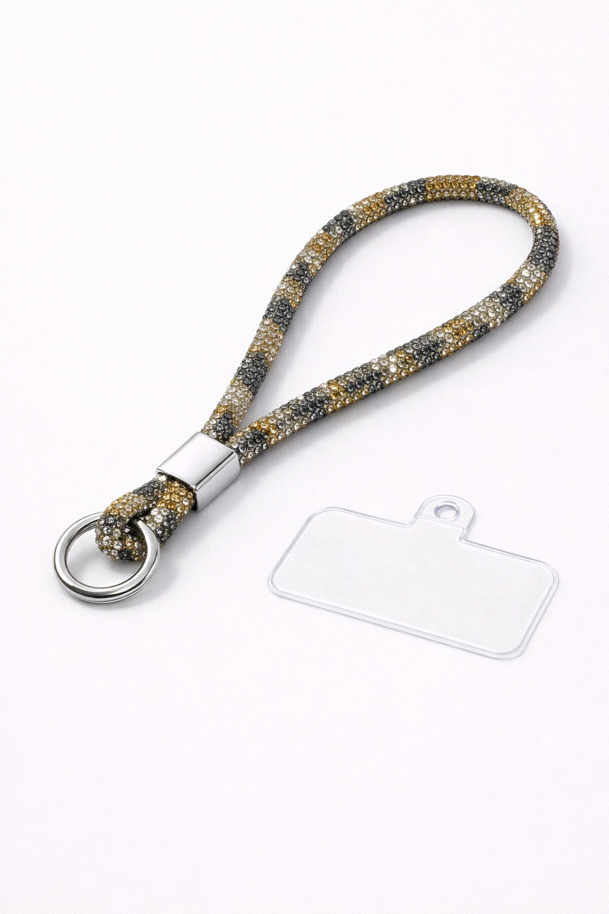 Taşlı Telefon Askısı Parlak Lüx Işıltılı Charm El İçin Küçük Bilek Strap Aparatlı Kullanım Leopar