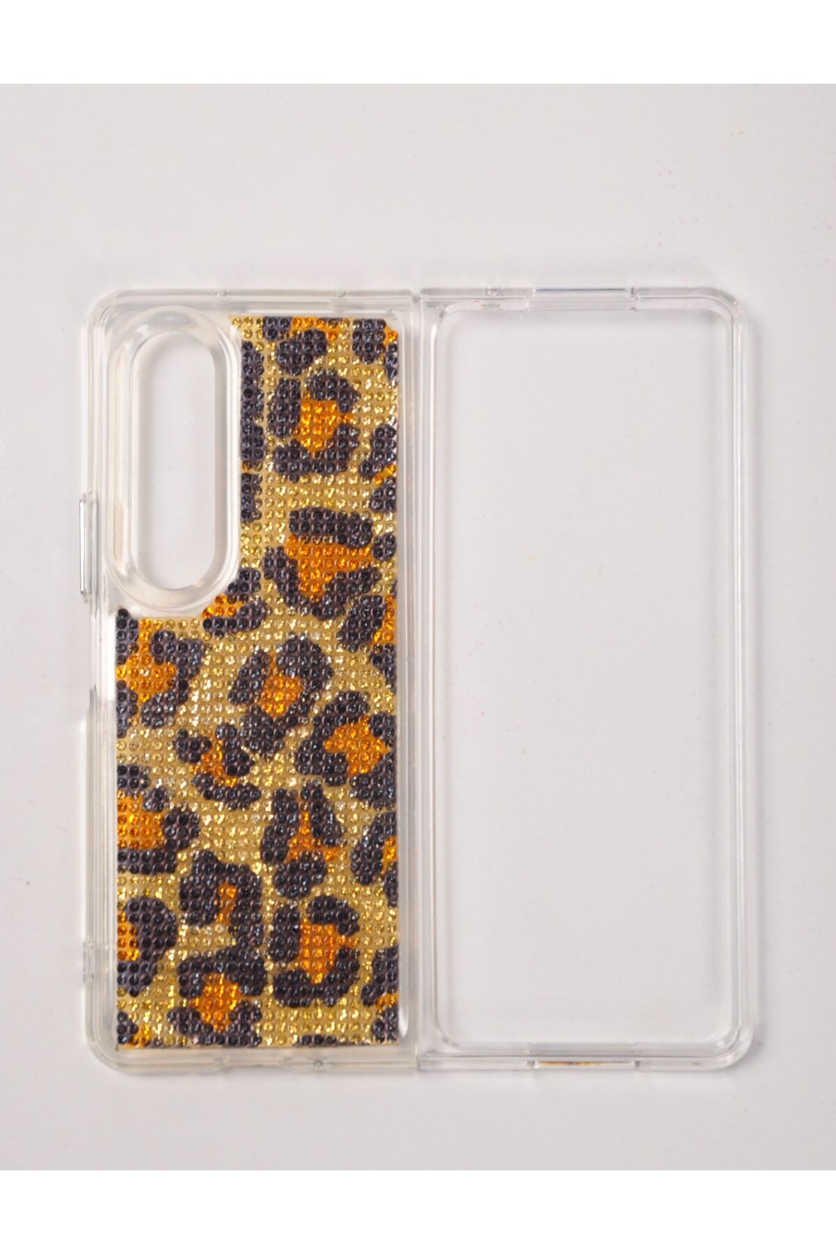 Galaxy Z Fold 3 Diamonds Taşlı Uyumlu   Kılıf Leopar