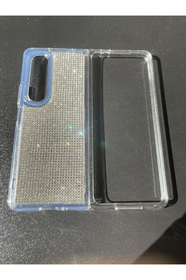 Galaxy Z Fold 3 Diamonds Taşlı Uyumlu   Kılıf Beyaz