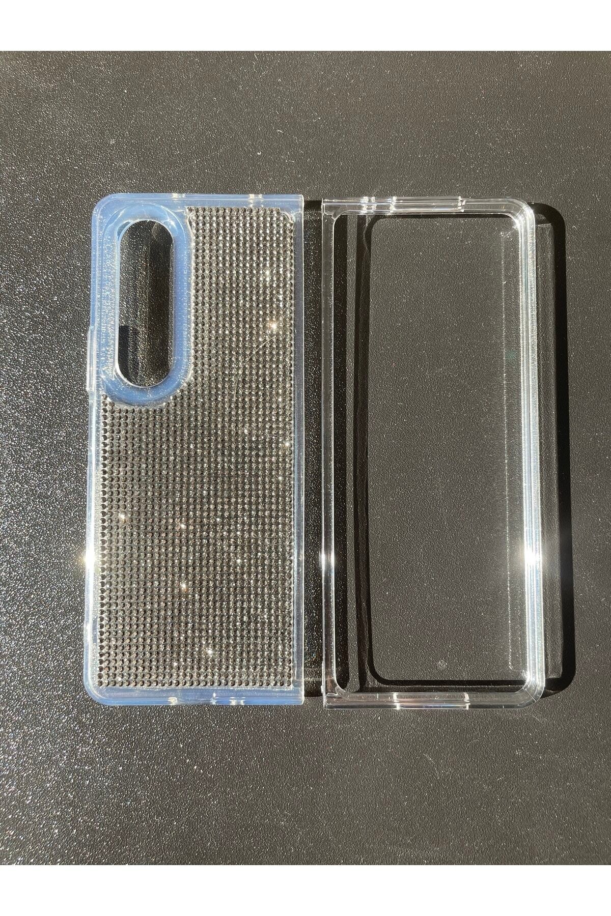 Samsung Galaxy Z Fold 4 Uyumlu Diamonds Taşlı Kılıf Antrasit