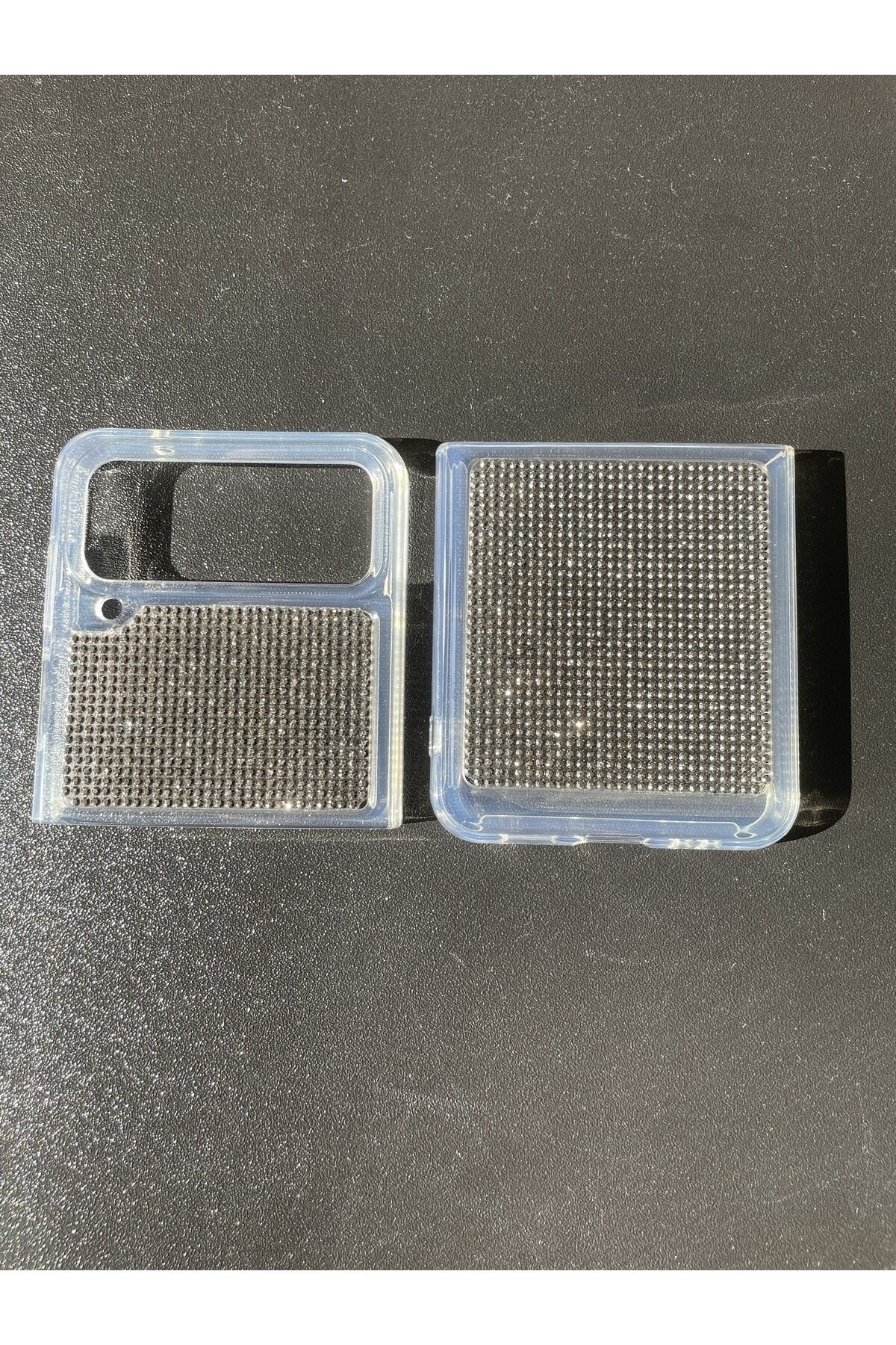 Samsung Galaxy Z Flip 3 Uyumlu Diamonds Taşlı Kılıf Antrasit