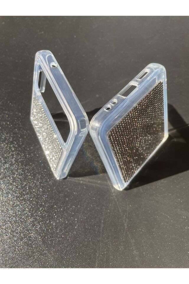 Samsung Galaxy Z Flip 3 Uyumlu Diamonds Taşlı Kılıf Antrasit