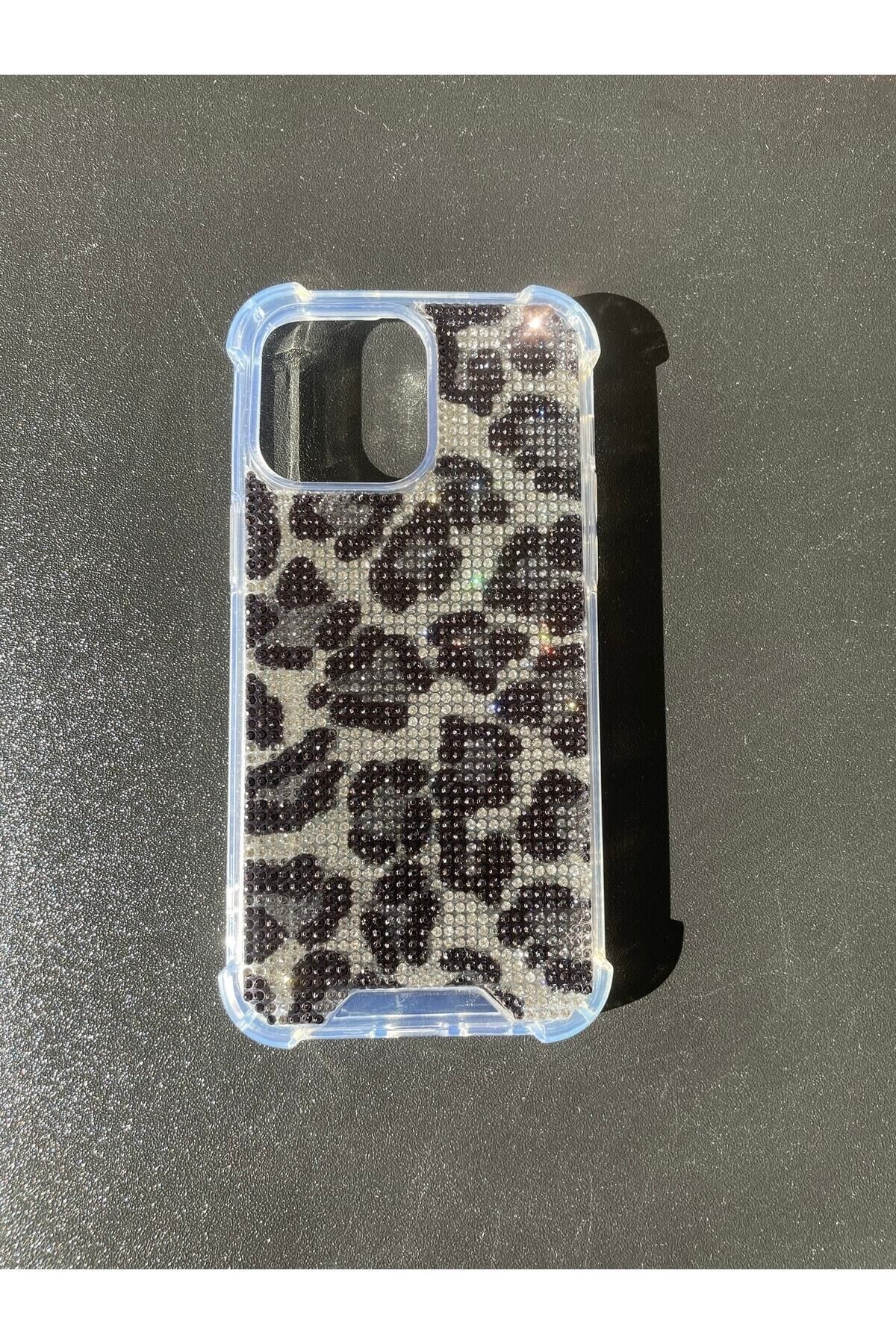 Diamond Taşlı Kokoş Kılıf Iphone 14 Promax Siyah Leopar