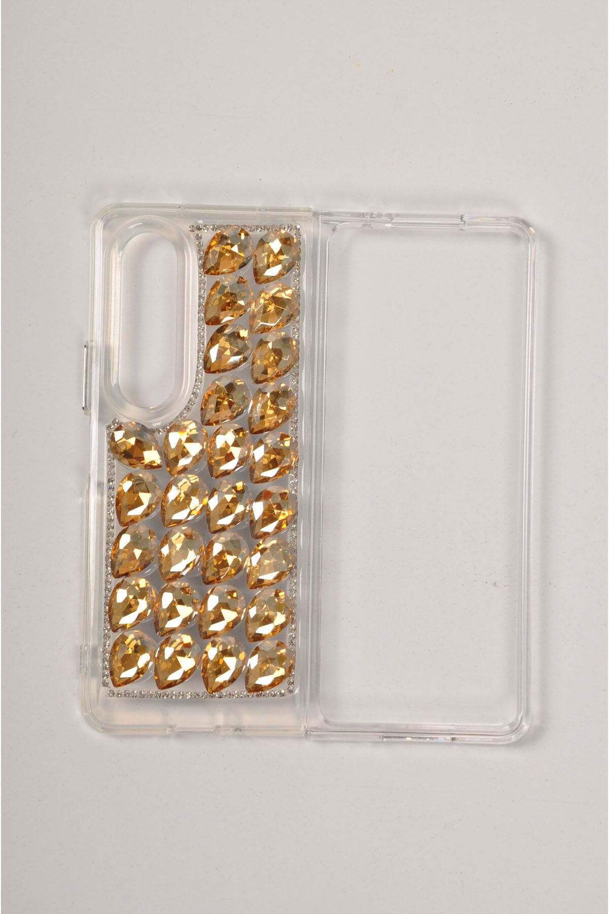Galaxy Z Fold 4 Uyumlu Taşlı Kılıf Gold