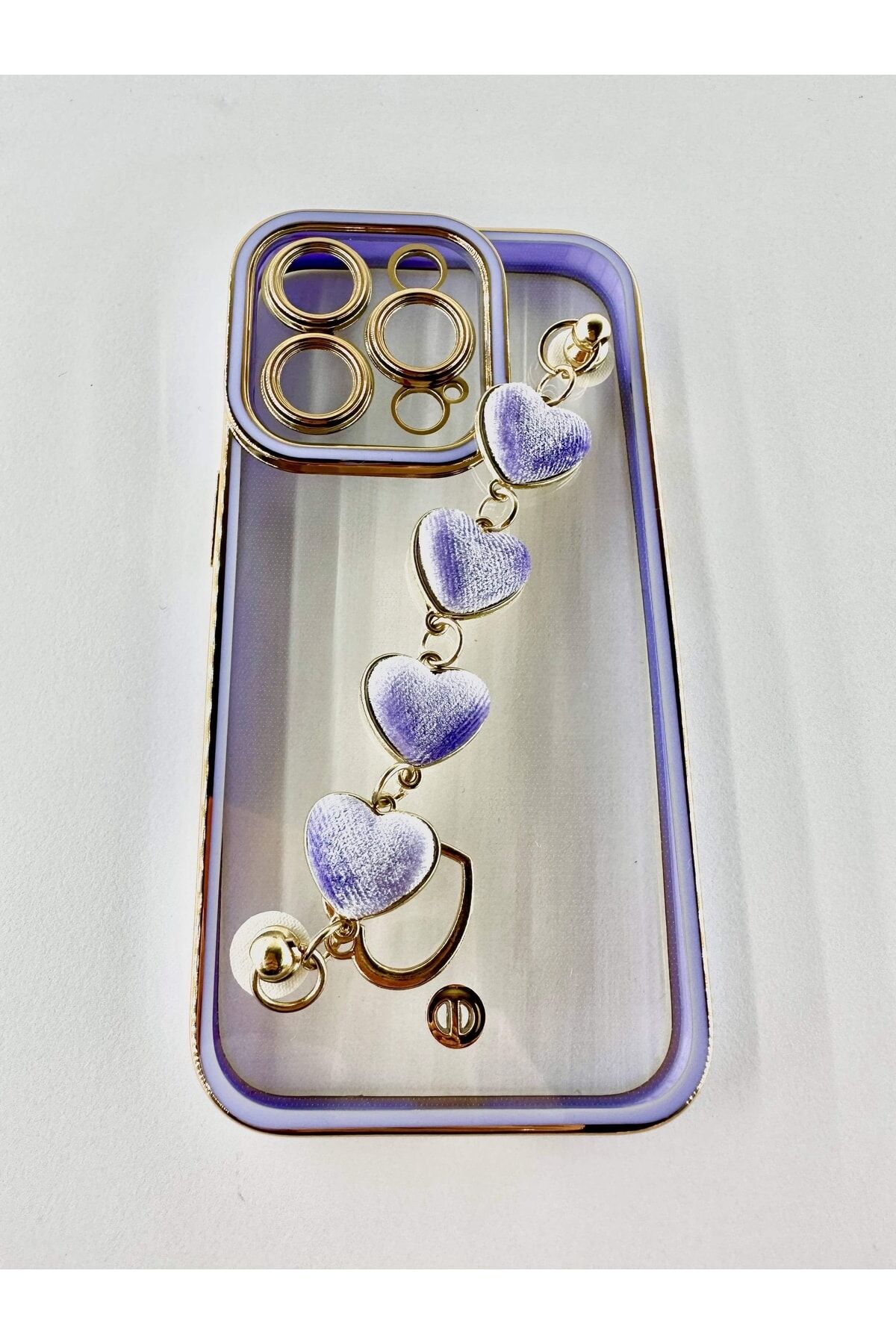 Iphone 14 Pro Yeşil Kalp Elçekli Silikon Kılıf Anti Şok Özellikli Özel Tasarım Yeşil Lila