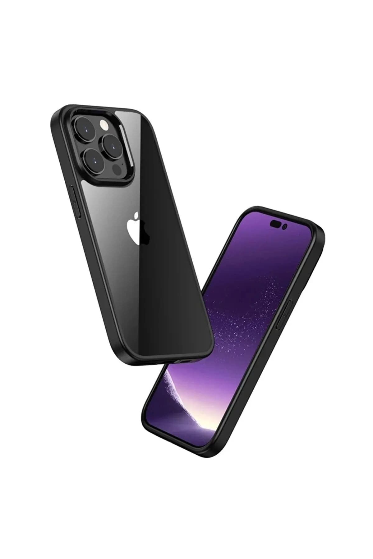 Iphone 14 Pro Için Mokha Renkli Kılıflar: Siyah Si̇yah-Şeffaf