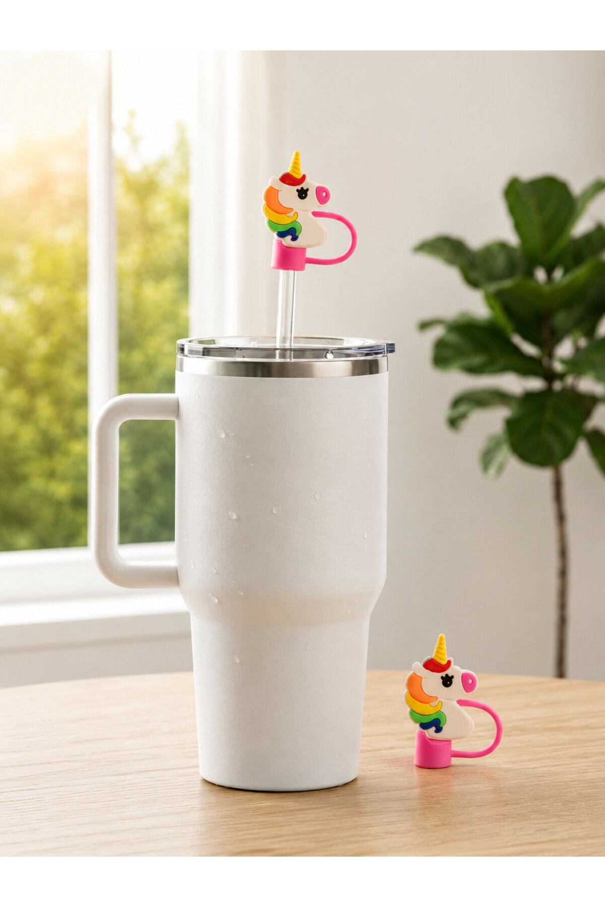 Stnly Quencher Termos İçin Silikon Pipet Tıpası Kapağı Toz Geçirmez Kapak Şekilli Pipet Başlığı Unicorn