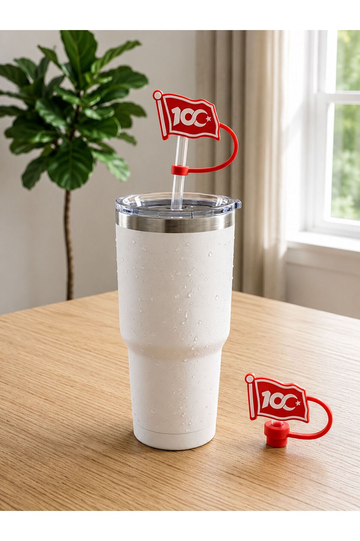 Stnly Quencher Termos İçin Silikon Pipet Tıpası Kapağı Toz Geçirmez Kapak Şekilli Pipet Başlığı Bayrak