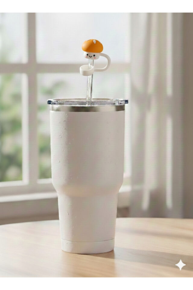 Stnly Quencher Termos İçin Silikon Pipet Tıpası Kapağı Toz Geçirmez Kapak Şekilli Pipet Başlığı Mercan Mantar
