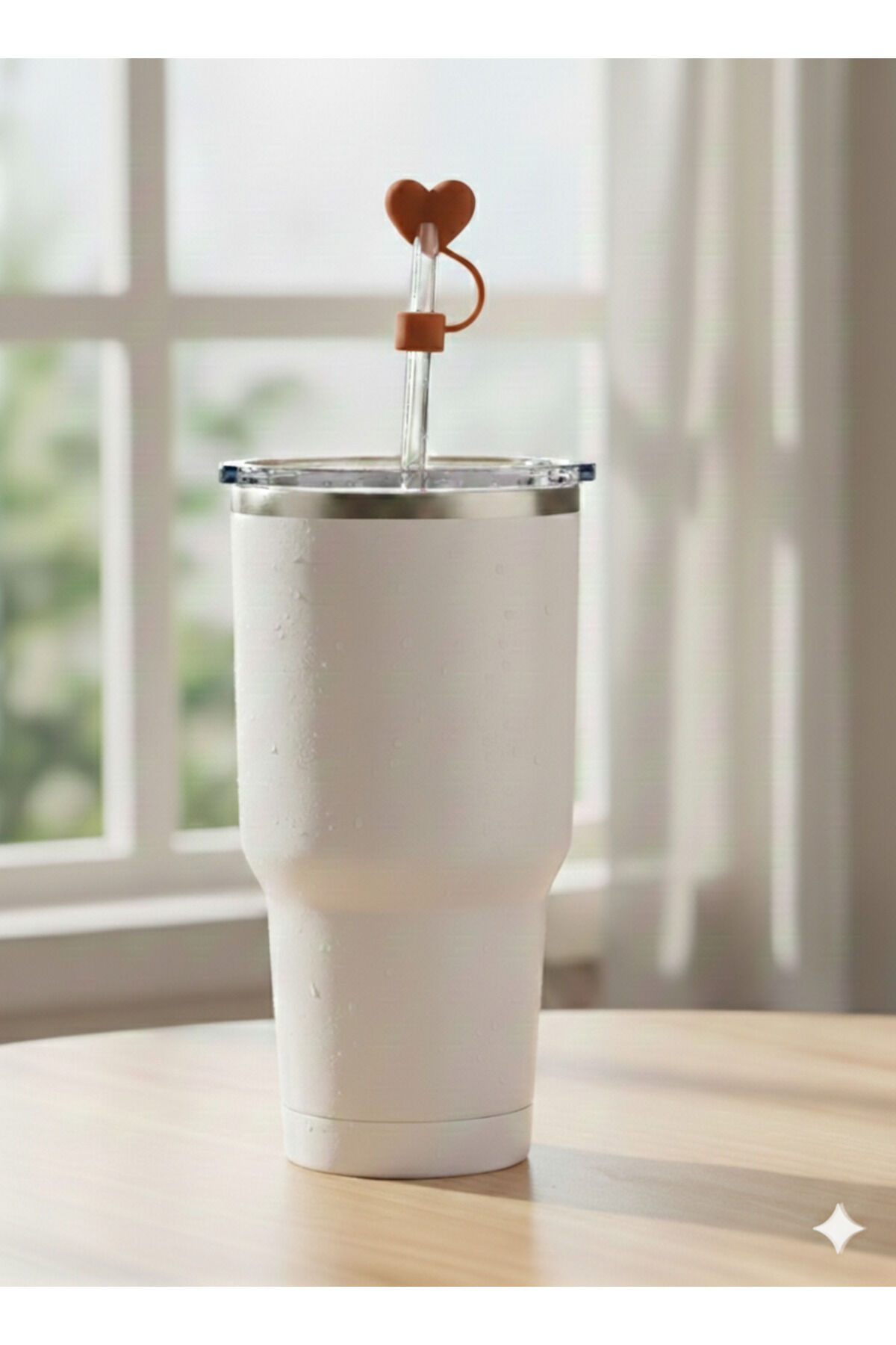 Stnly Quencher Termos İçin Silikon Pipet Tıpası Kapağı Toz Geçirmez Kapak Şekilli Pipet Başlığı Kahvemsi