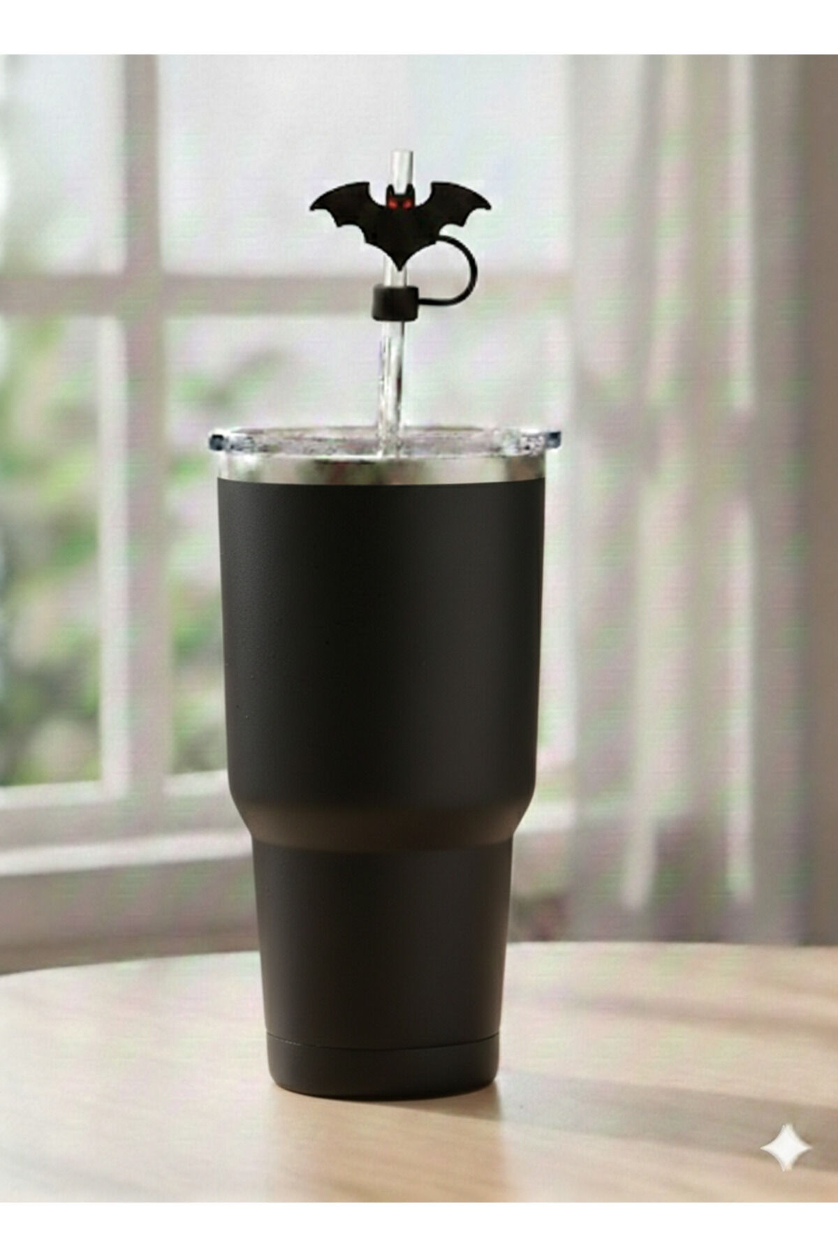 Stnly Quencher Termos İçin Silikon Pipet Tıpası Kapağı Toz Geçirmez Kapak Şekilli Pipet Başlığı Dark Black