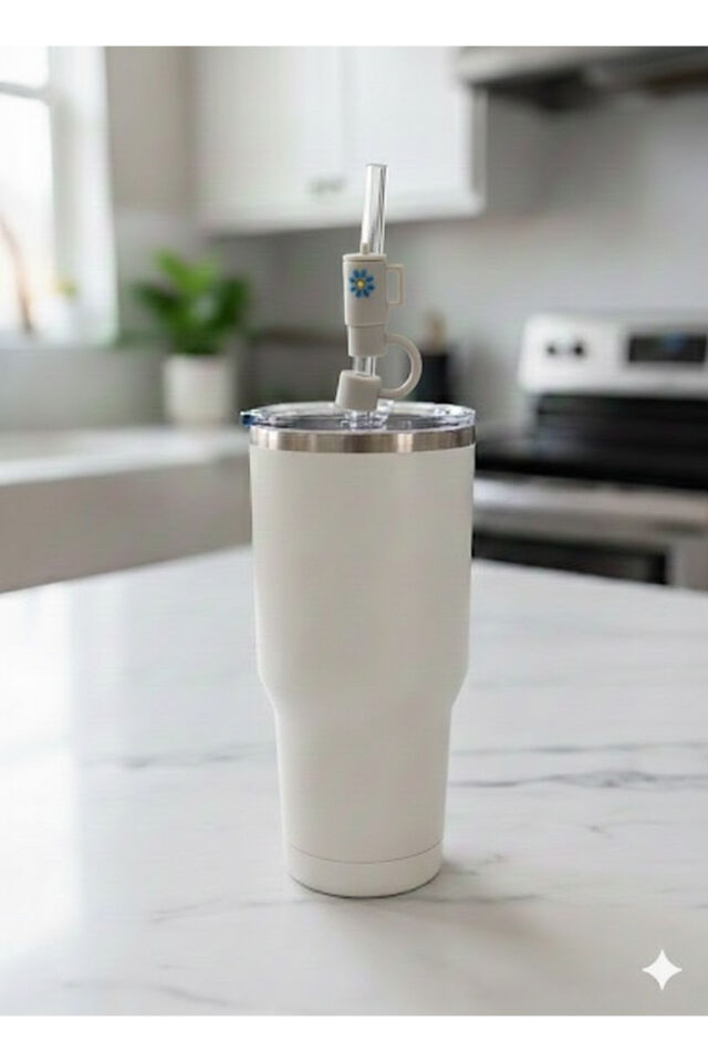 Stnly Quencher Termos İçin Silikon Pipet Tıpası Kapağı Toz Geçirmez Kapak Şekilli Pipet Başlığı Gri