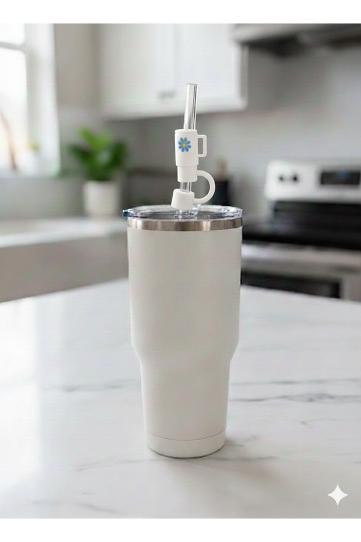 Stnly Quencher Termos İçin Silikon Pipet Tıpası Kapağı Toz Geçirmez Kapak Şekilli Pipet Başlığı Krem