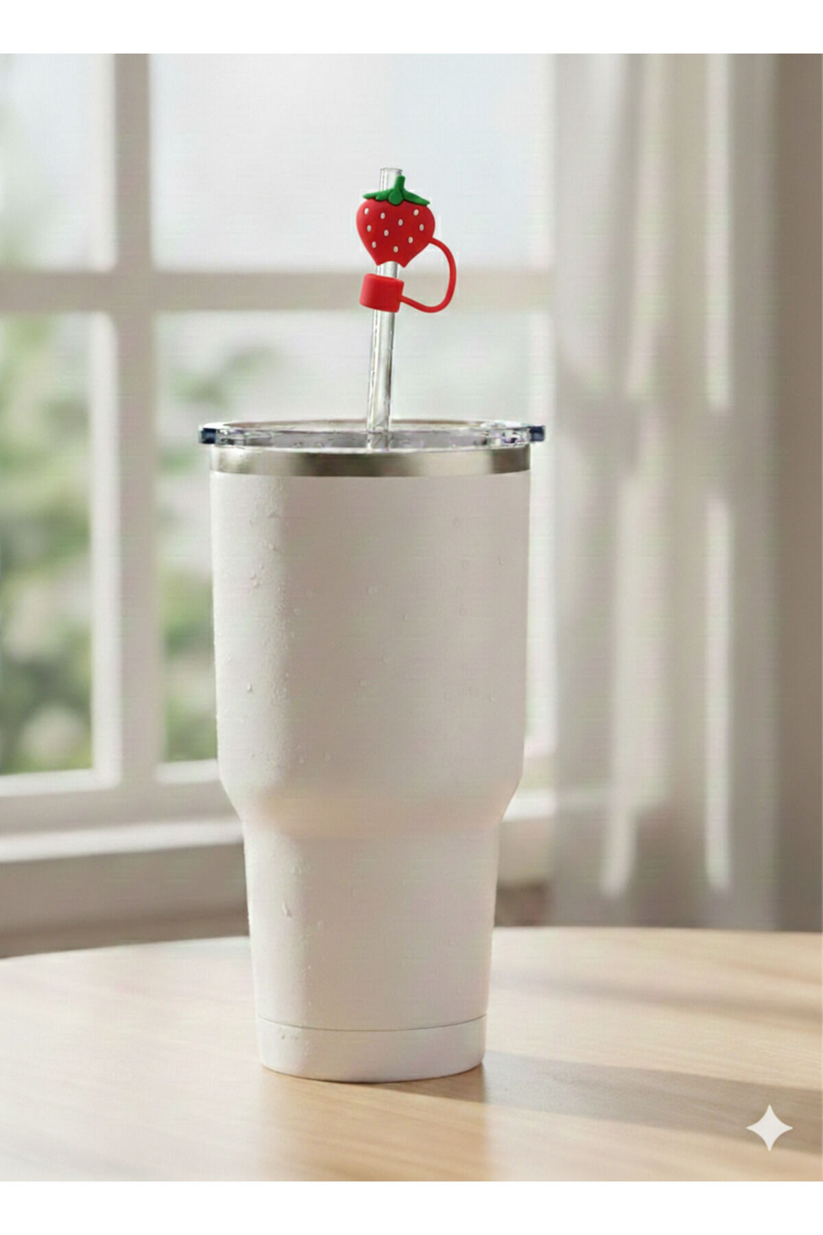 Stnly Quencher Termos İçin Silikon Pipet Tıpası Kapağı Toz Geçirmez Kapak Şekilli Pipet Başlığı Kırmızı