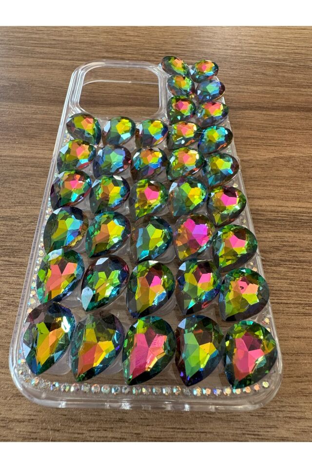 Galaxy S23 Uyumlu Kristal Taşlı Slikon Kılıf (Handmade) Yeşil