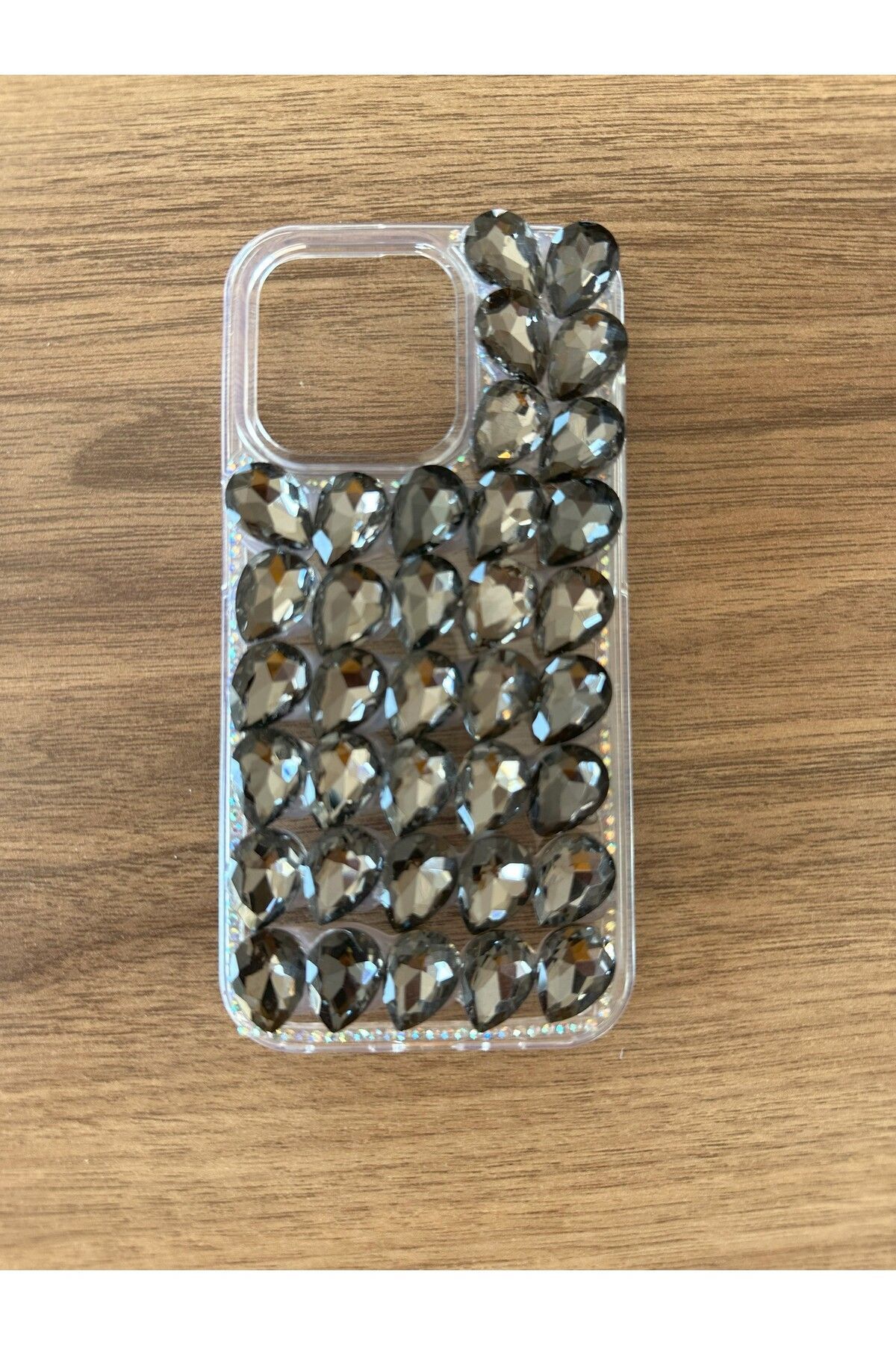 Samsug Galaxy S24 Ultra Uyumlu Kristal Taşlı Slikon Kılıf (Handmade) Antrasit