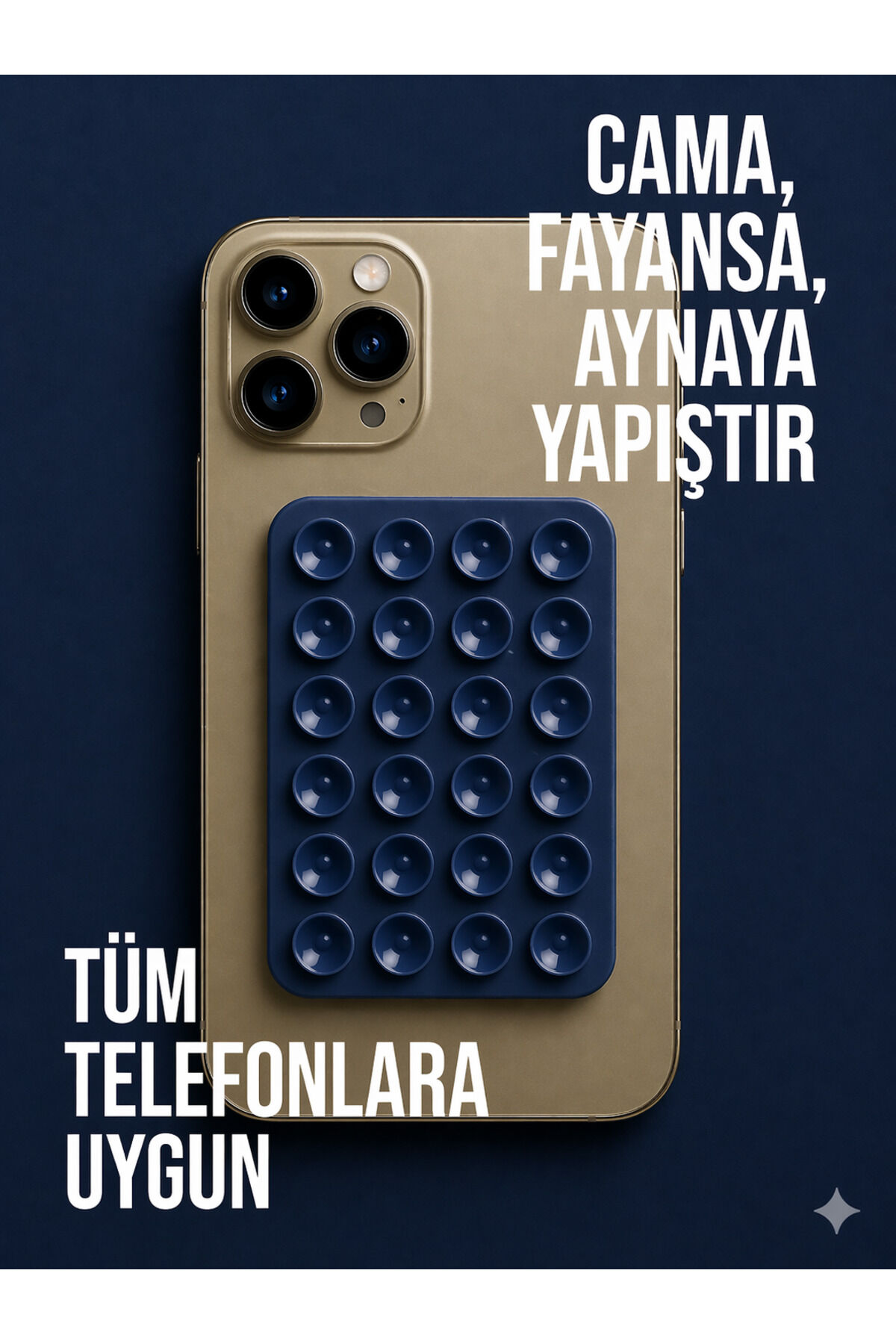 Telefon Tutucu Vantuz Slikon Vakumlu Cep Telefonu İçin Yapışkanlı Kaymaz Tutucu Cama Yapışan Lacivert Koyu