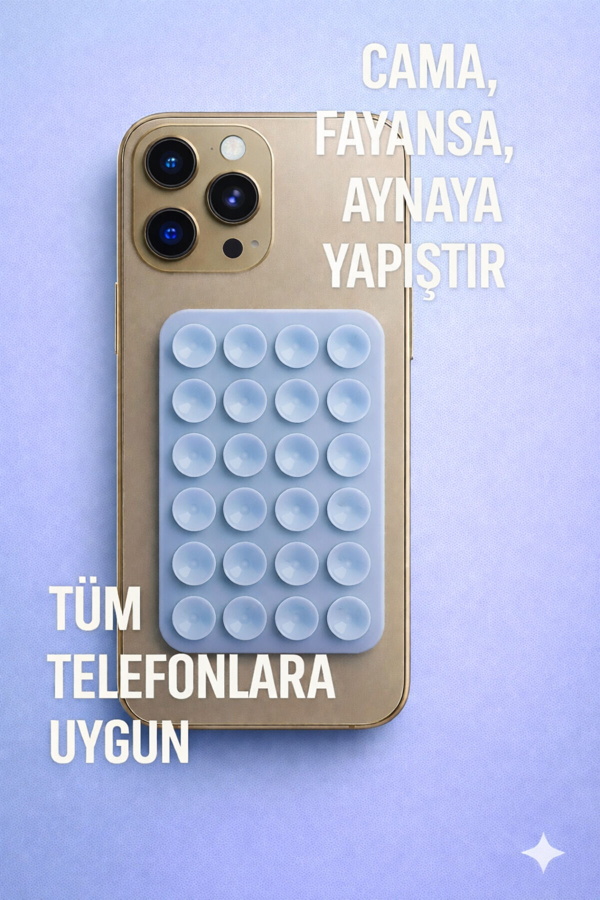 Telefon Tutucu Vantuz Slikon Vakumlu Cep Telefonu İçin Yapışkanlı Kaymaz Tutucu Cama Yapışan Buz Mavi