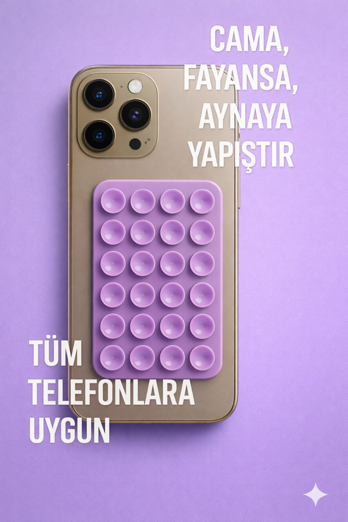 Telefon Tutucu Vantuz Slikon Vakumlu Cep Telefonu İçin Yapışkanlı Kaymaz Tutucu Cama Yapışan Lavanta