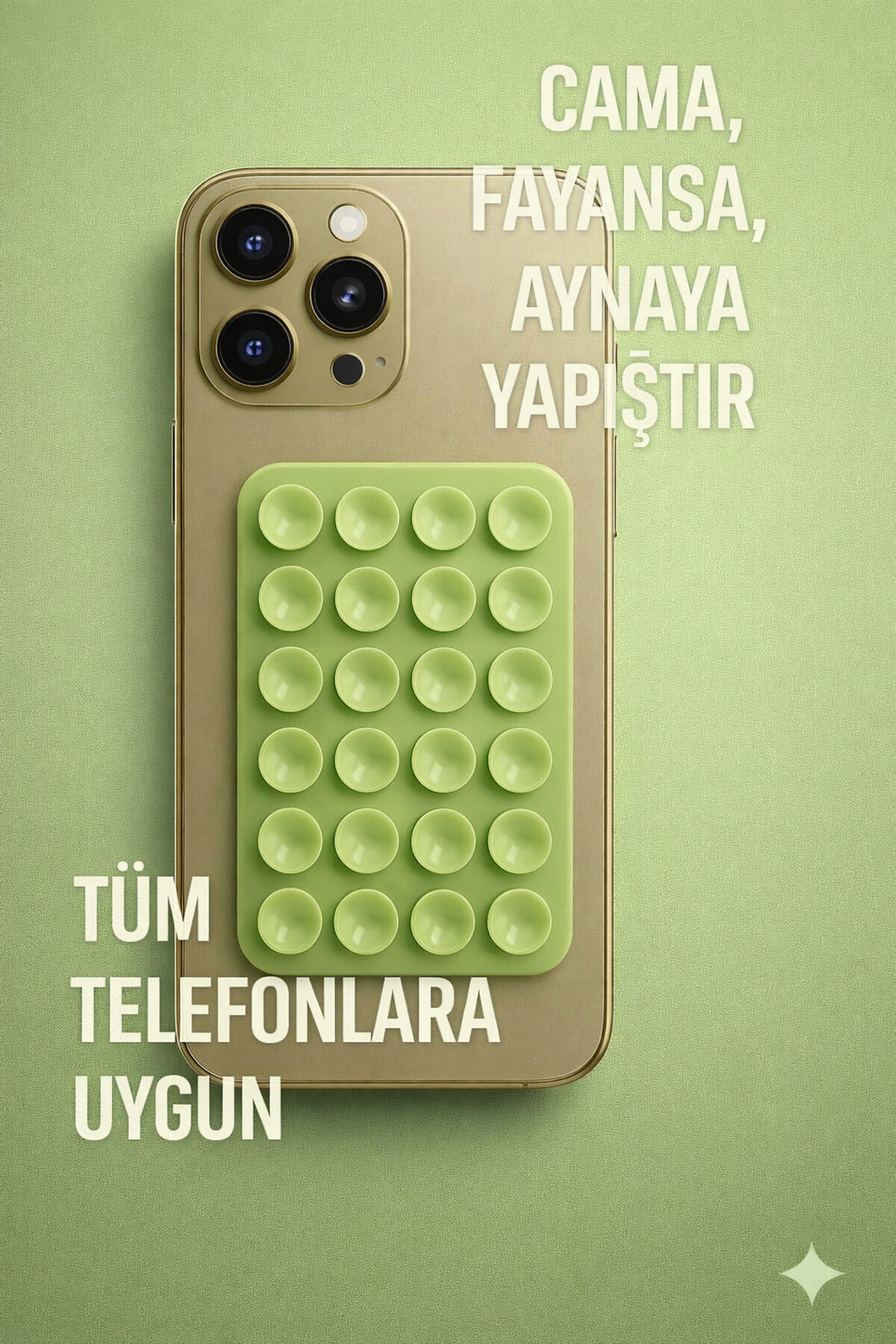 Telefon Tutucu Vantuz Slikon Vakumlu Cep Telefonu İçin Yapışkanlı Kaymaz Tutucu Cama Yapışan Açık Yeşil