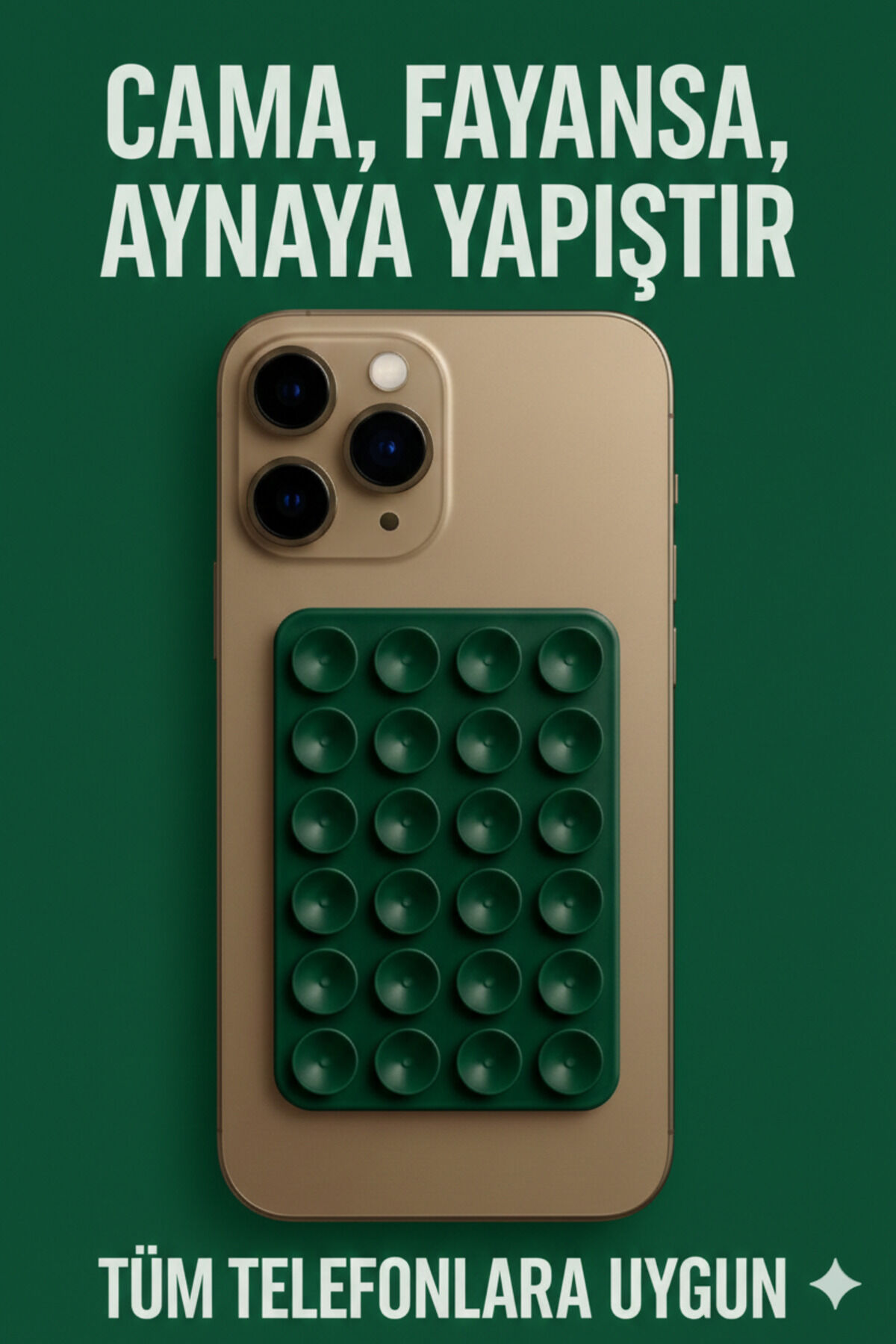 Telefon Tutucu Vantuz Slikon Vakumlu Cep Telefonu İçin Yapışkanlı Kaymaz Tutucu Cama Yapışan Zümrüt