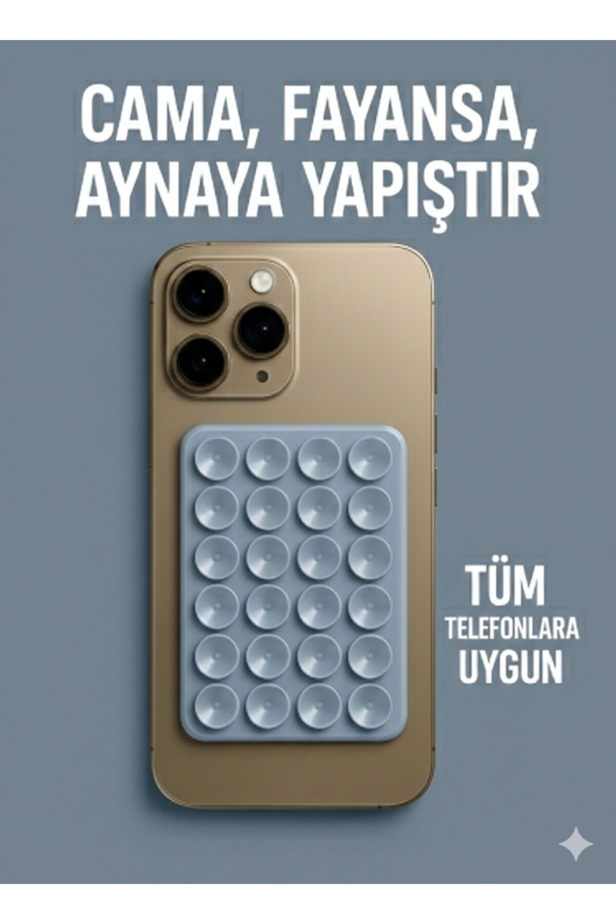 Telefon Tutucu Vantuz Slikon Vakumlu Cep Telefonu İçin Yapışkanlı Kaymaz Tutucu Cama Yapışan Bebe Mavisi