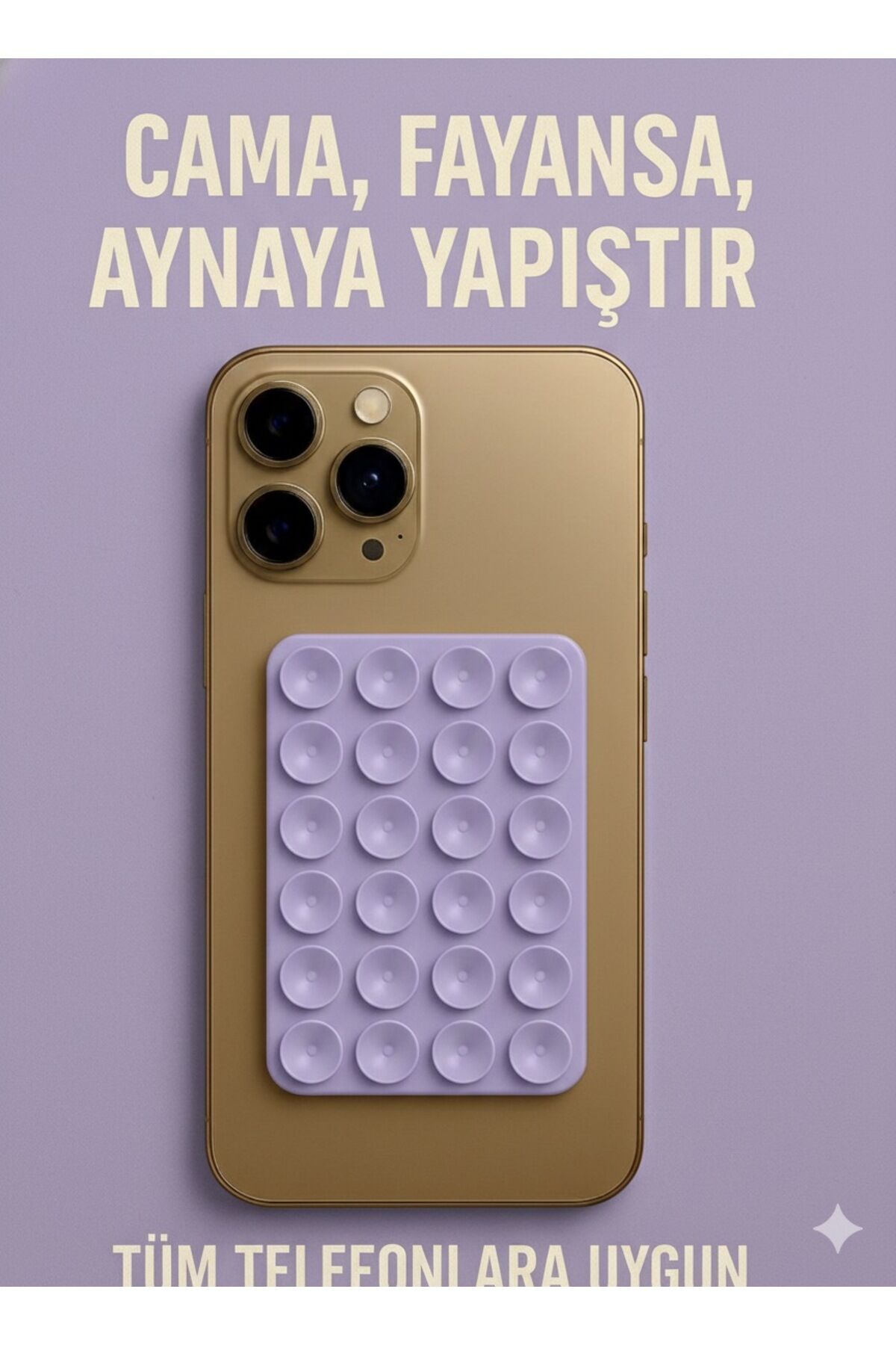 Telefon Tutucu Vantuz Slikon Vakumlu Cep Telefonu İçin Yapışkanlı Kaymaz Tutucu Cama Yapışan Lila