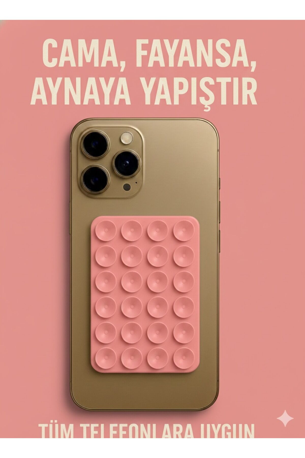 Telefon Tutucu Vantuz Slikon Vakumlu Cep Telefonu İçin Yapışkanlı Kaymaz Tutucu Cama Yapışan Somon