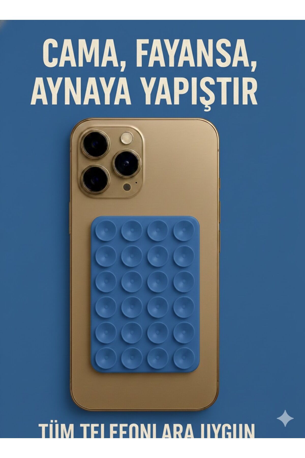 Telefon Tutucu Vantuz Slikon Vakumlu Cep Telefonu İçin Yapışkanlı Kaymaz Tutucu Cama Yapışan Bulut Mavisi