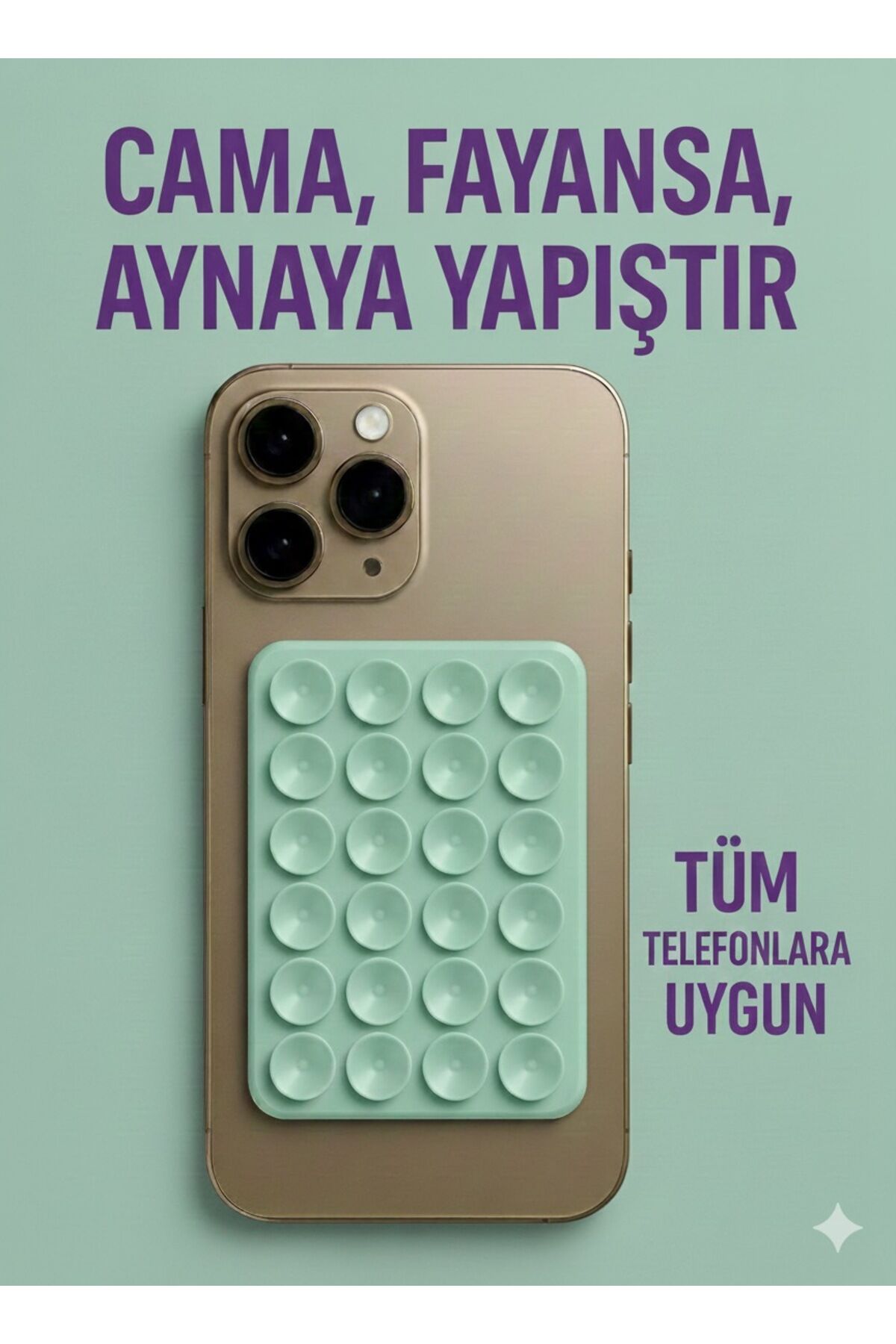 Telefon Tutucu Vantuz Slikon Vakumlu Cep Telefonu İçin Yapışkanlı Kaymaz Tutucu Cama Yapışan Su Yeşili