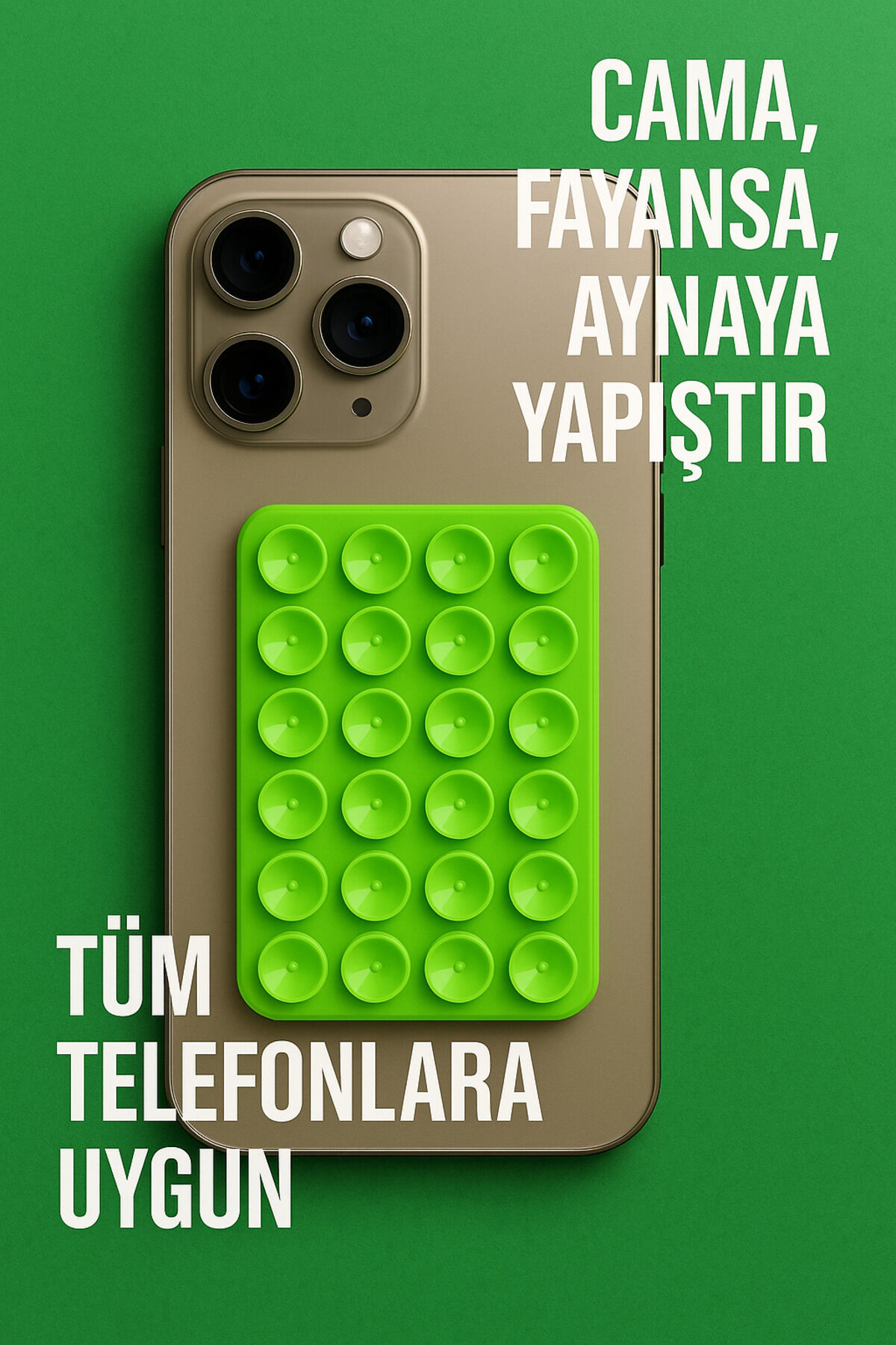 Telefon Tutucu Vantuz Slikon Vakumlu Cep Telefonu İçin Yapışkanlı Kaymaz Tutucu Cama Yapışan Yeşil