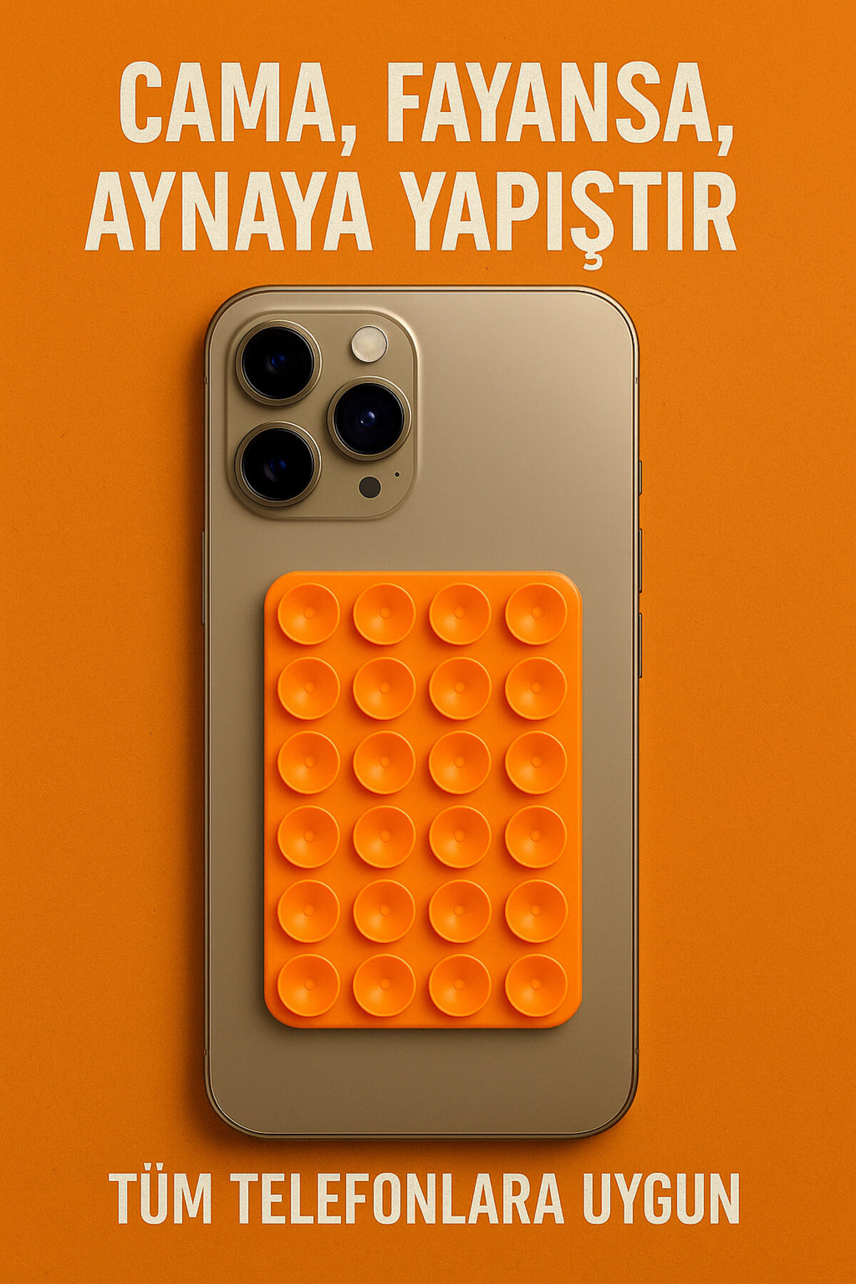 Telefon Tutucu Vantuz Slikon Vakumlu Cep Telefonu İçin Yapışkanlı Kaymaz Tutucu Cama Yapışan Turuncu